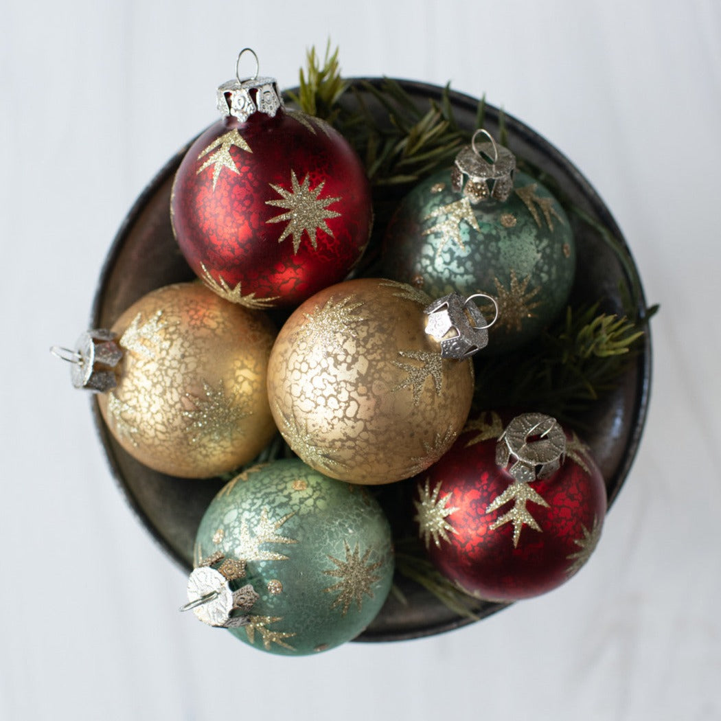 Pastel Ball Ornament Set - Mercury Glass Christmas Decorations for Tree, Holiday Party & Home Decor - Elegant Vintage Style Ornaments (12-Pack)