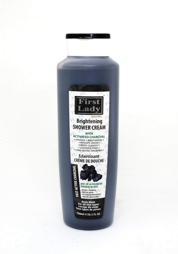 First Lady Skin Brightening Charcoal Hygienic Shower Cream 750ml - Deep Cleansing & Whitening Body Wash for Safe & Gentle Skin Care | Perfect for Daily Shower & Post-Workout Refreshment
