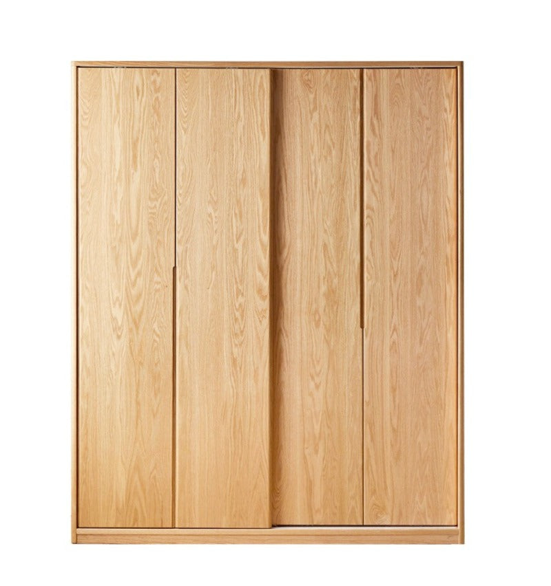 Solid Oak Wood Sliding Door Wardrobe - Durable & Stylish Closet Storage for Bedroom, Living Room, and Office Organization