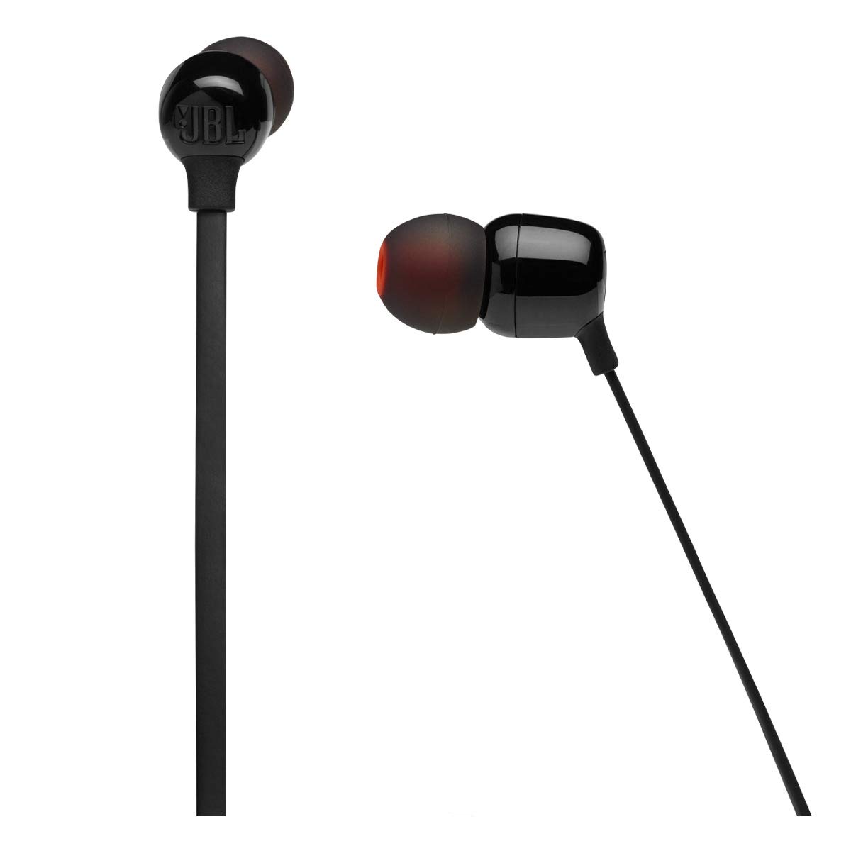 JBL Tune 125 Wireless Bluetooth Earbuds with Built-in Mic & Remote, Flat Tangle-Free Cable - Black (Small Size) | Perfect for Gym, Running, Commuting & Travel