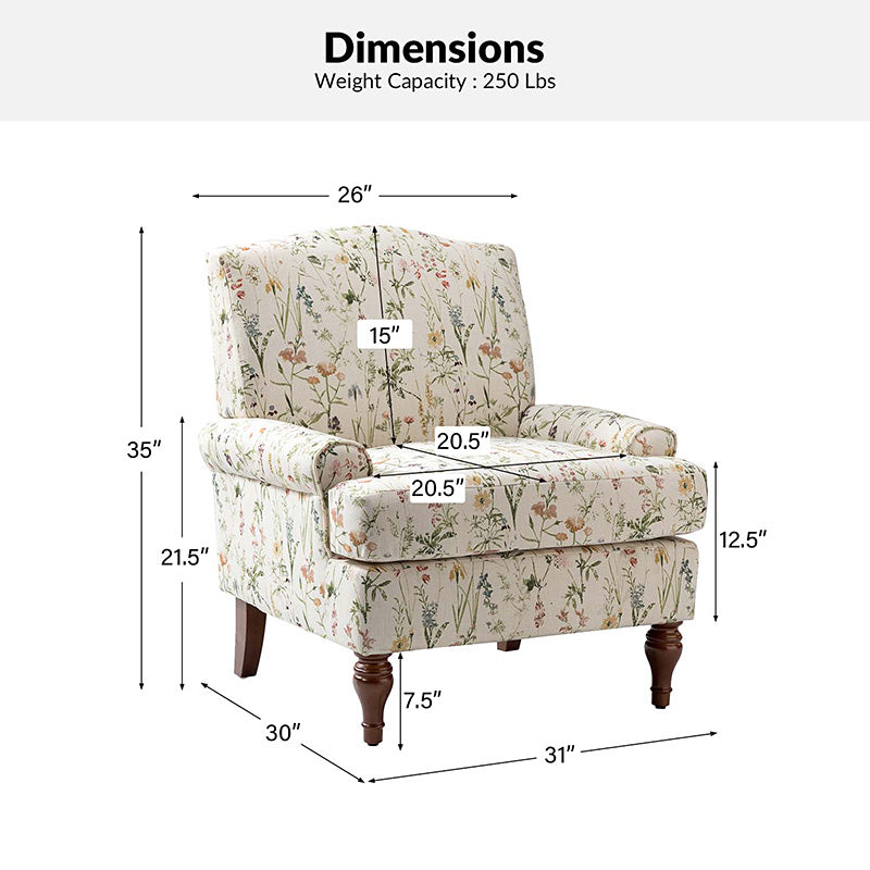 Dominik Armchair - Modern Accent Chair for Living Room, Bedroom & Office - Stylish Upholstered Lounge Chair with Wooden Legs - Perfect for Relaxing, Reading & Decor
