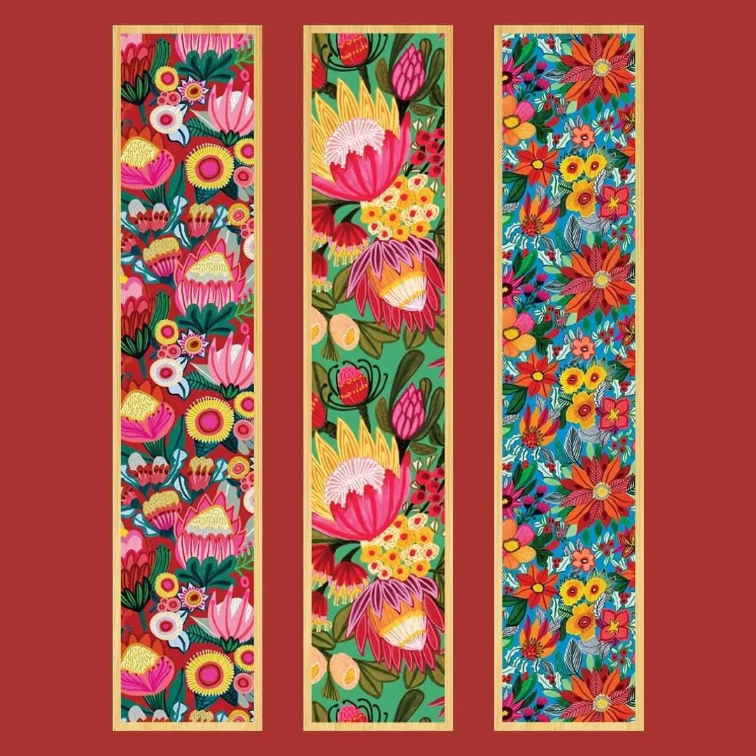 Festive Flowers Australian Wooden Bookmark Set - Handmade Wooden Bookmarks for Books, Gifts, and Reading Accessories - Perfect for Book Lovers, Students, and Teachers