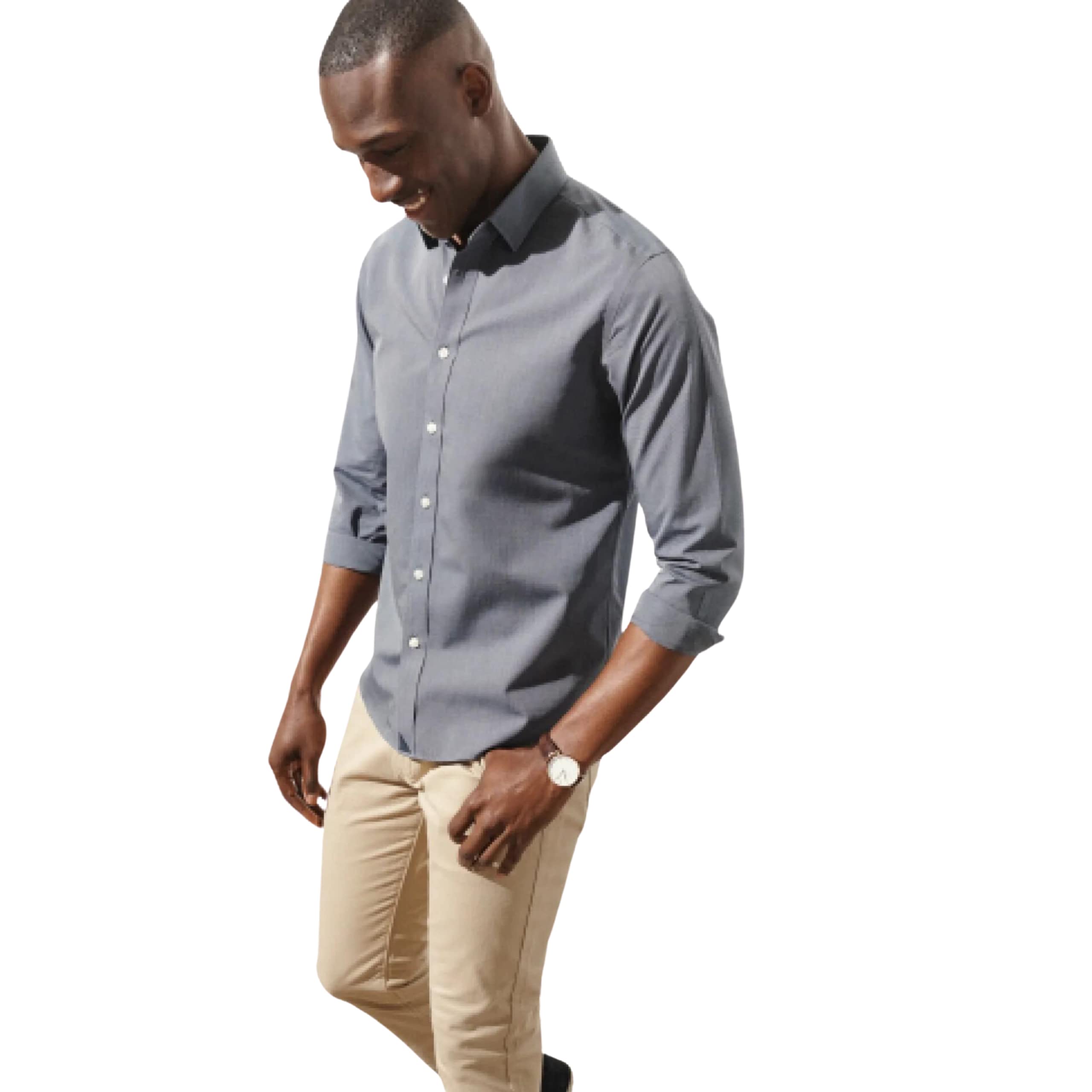 UNTUCKit Orville Men's Long Sleeve Untucked Shirt - Wrinkle-Free Regular Fit Casual Button Down for Work, Office & Everyday Wear