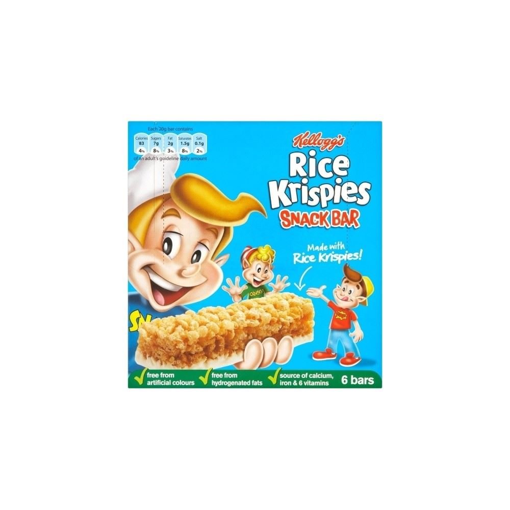 Kellogg's Rice Krispies Cereal Milk Bars - 12 Count (6 x 20g Packs of 2) - Crunchy Snack Bars for Kids Lunch, After School Treats & On-the-Go Breakfast