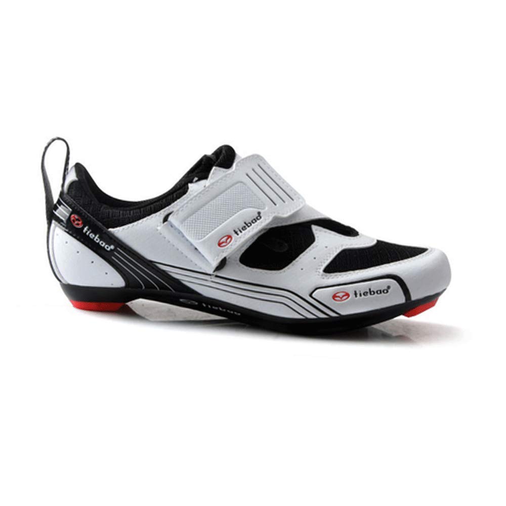 FACAI Men's SPD Cycling Shoes - Lightweight Road Bike Shoes with Hard Outsole & Cleat Compatible - White Size 44 - Perfect for Road Racing & Indoor Cycling Training