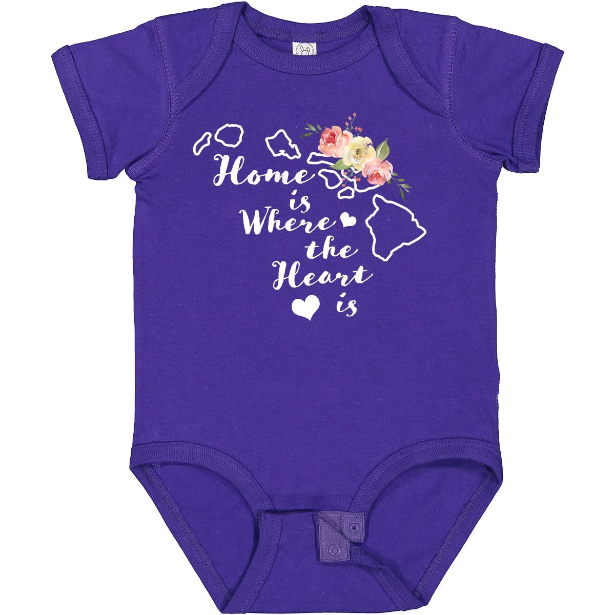 Inktastic Hawaii Home is Where The Heart is Watercolor Floral Baby Bodysuit - Soft Cotton Infant Onesie for Newborns, Baby Showers & Family Photos