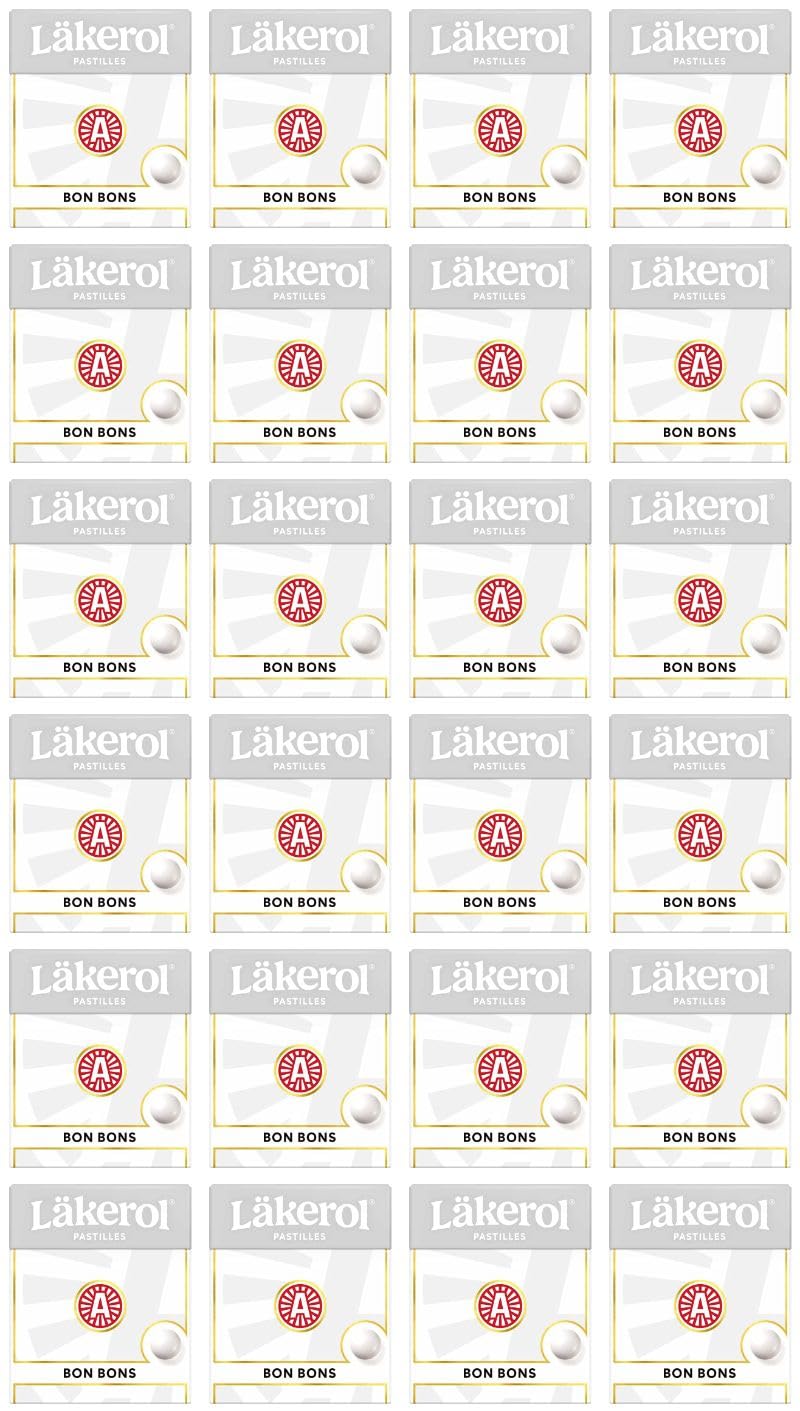Cloetta Lakerol BonBons Pastilles - 24 Pack (25g Each) | Swedish Throat Candy for Cough Relief & Fresh Breath | Perfect for Travel, Office & Home Use