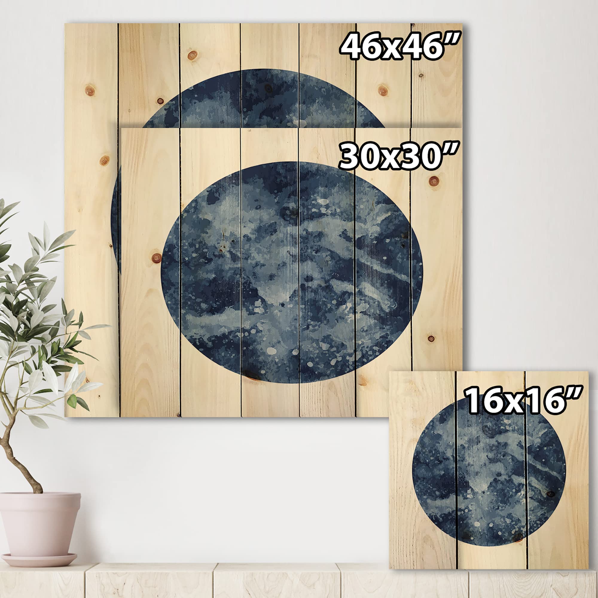 Modern Space Galaxy Circle Wood Wall Art - Blue Astronomy Decor, Large Contemporary Wood Wall Panels Printed on Natural Pine - Perfect for Living Room, Bedroom & Office Decor