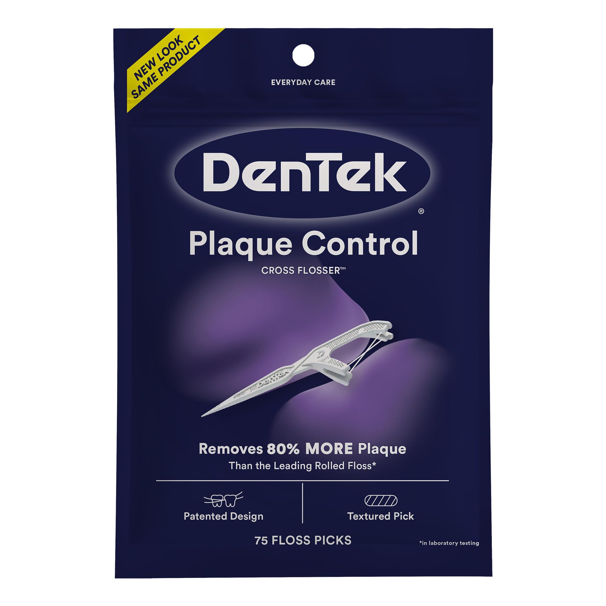 DenTek Cross Flosser Plaque Control Floss Picks - X-Shaped Dental Floss for Effective Plaque Removal (75 Count) | Perfect for Travel, Home & Office Oral Care
