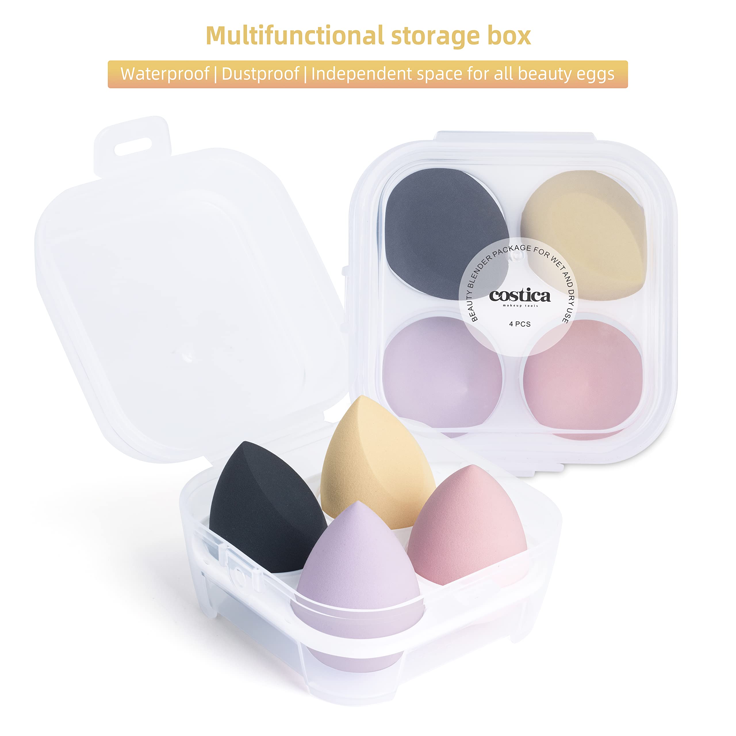 Beauty Blender Makeup Sponge Set - Professional Liquid Foundation Blender with Travel Storage Box (Multicolor) - Perfect for Flawless Makeup Application at Home or On-The-Go