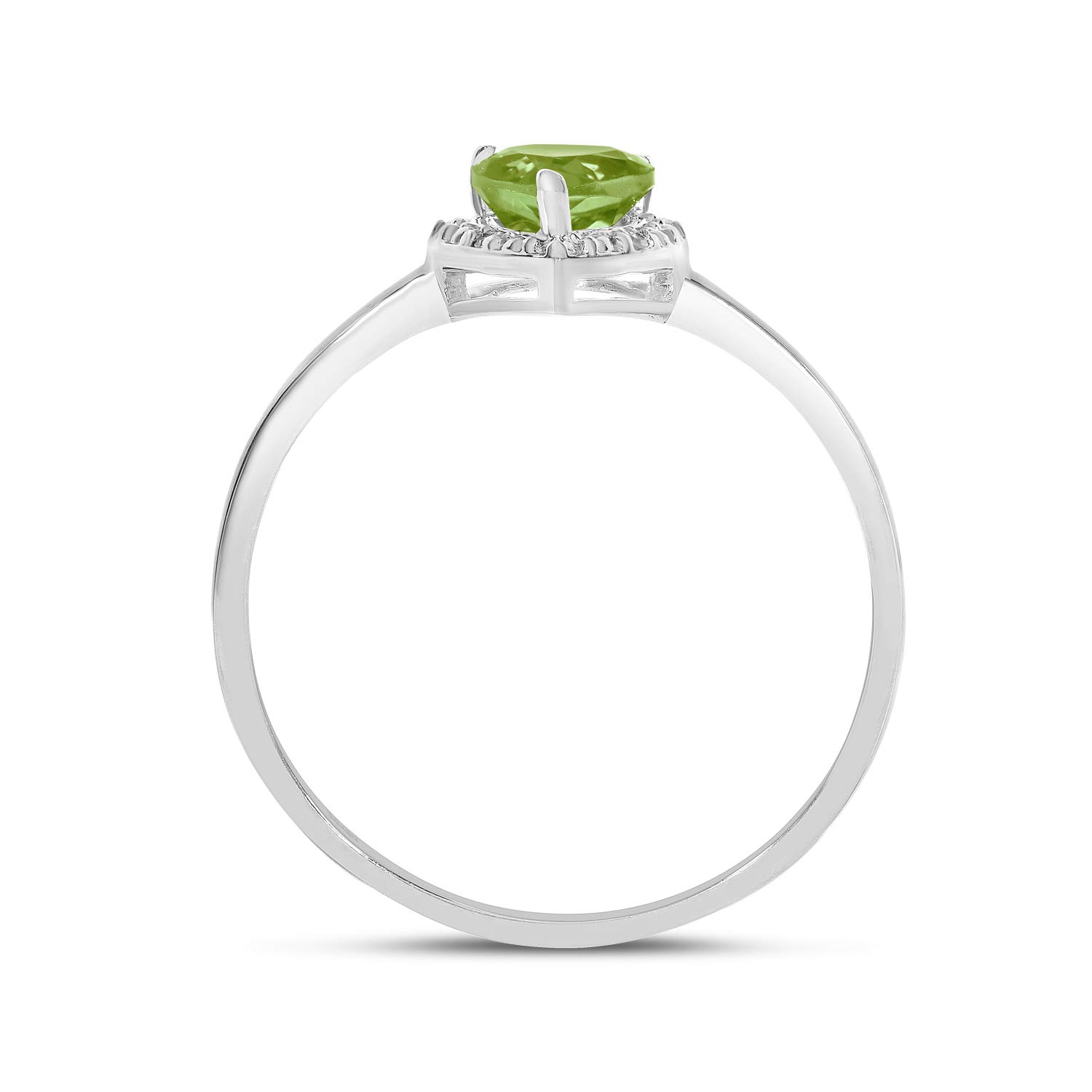 14K White Gold Pear Peridot and Diamond Ring - Elegant Birthstone Jewelry for Women, Perfect for Engagement, Anniversary & Special Occasions