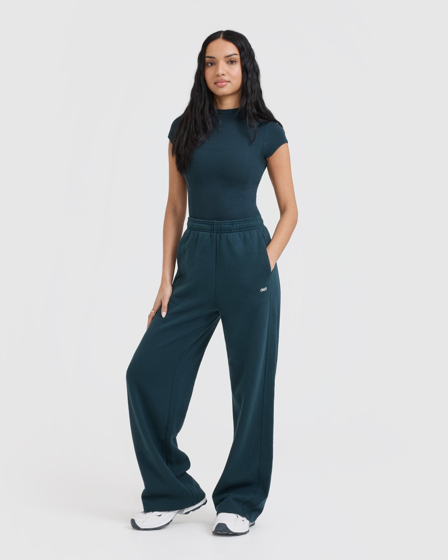 Foundations Straight Leg Joggers for Women - Soft Comfortable Oil Blue Lounge Pants | Perfect for Yoga, Running, Travel & Casual Wear