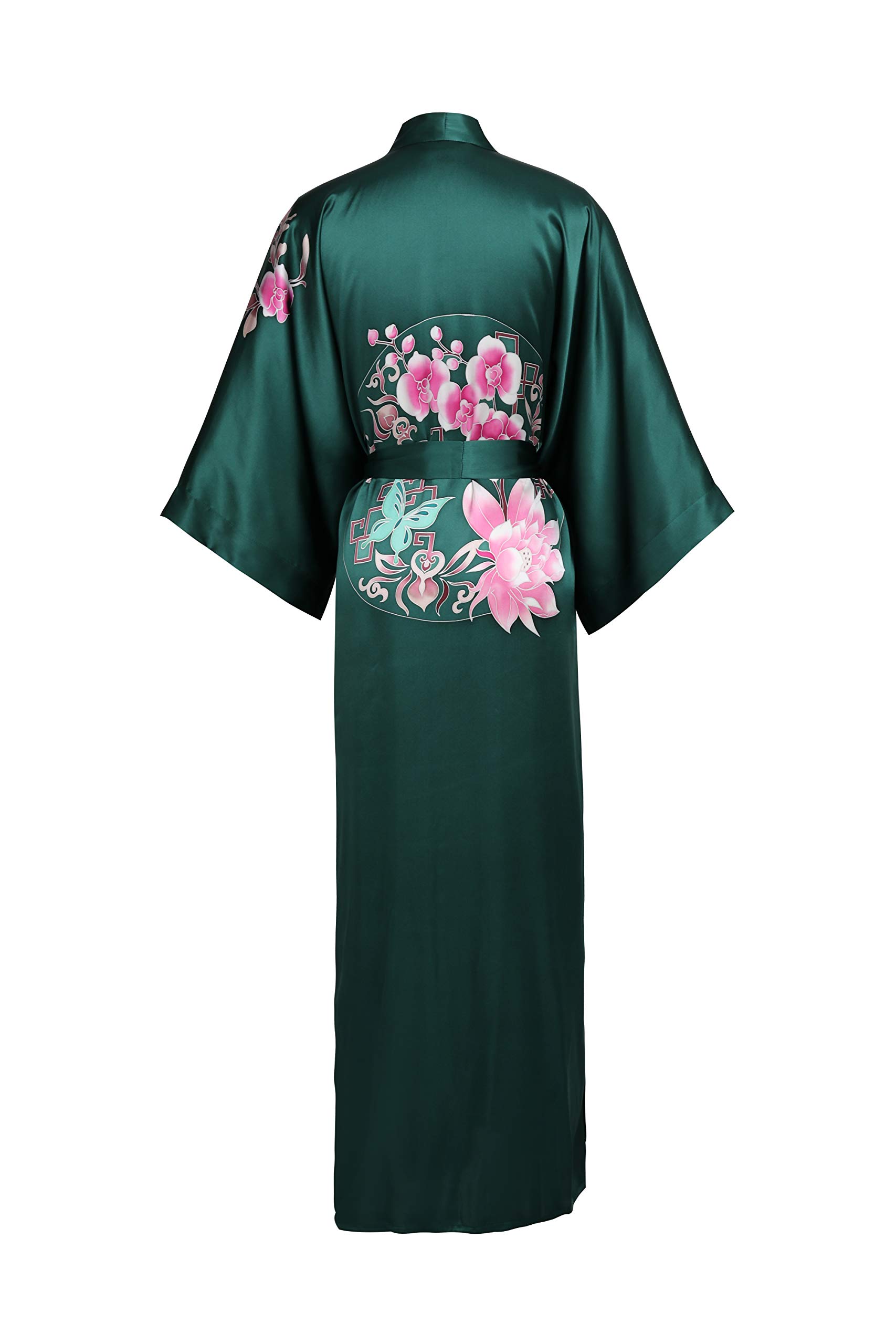 Hand-Painted Silk Kimono Robe for Women - Elegant Long Nightgown & Sleepwear for Relaxation, Lounging, and Special Occasions