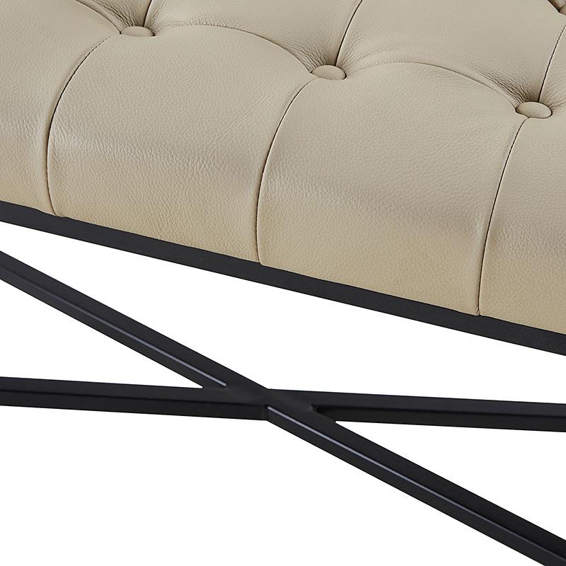 Arnold Versatile Elegance: Genuine Leather Bench with Button Tufted Design - Perfect for Living Room, Bedroom & Entryway Decor