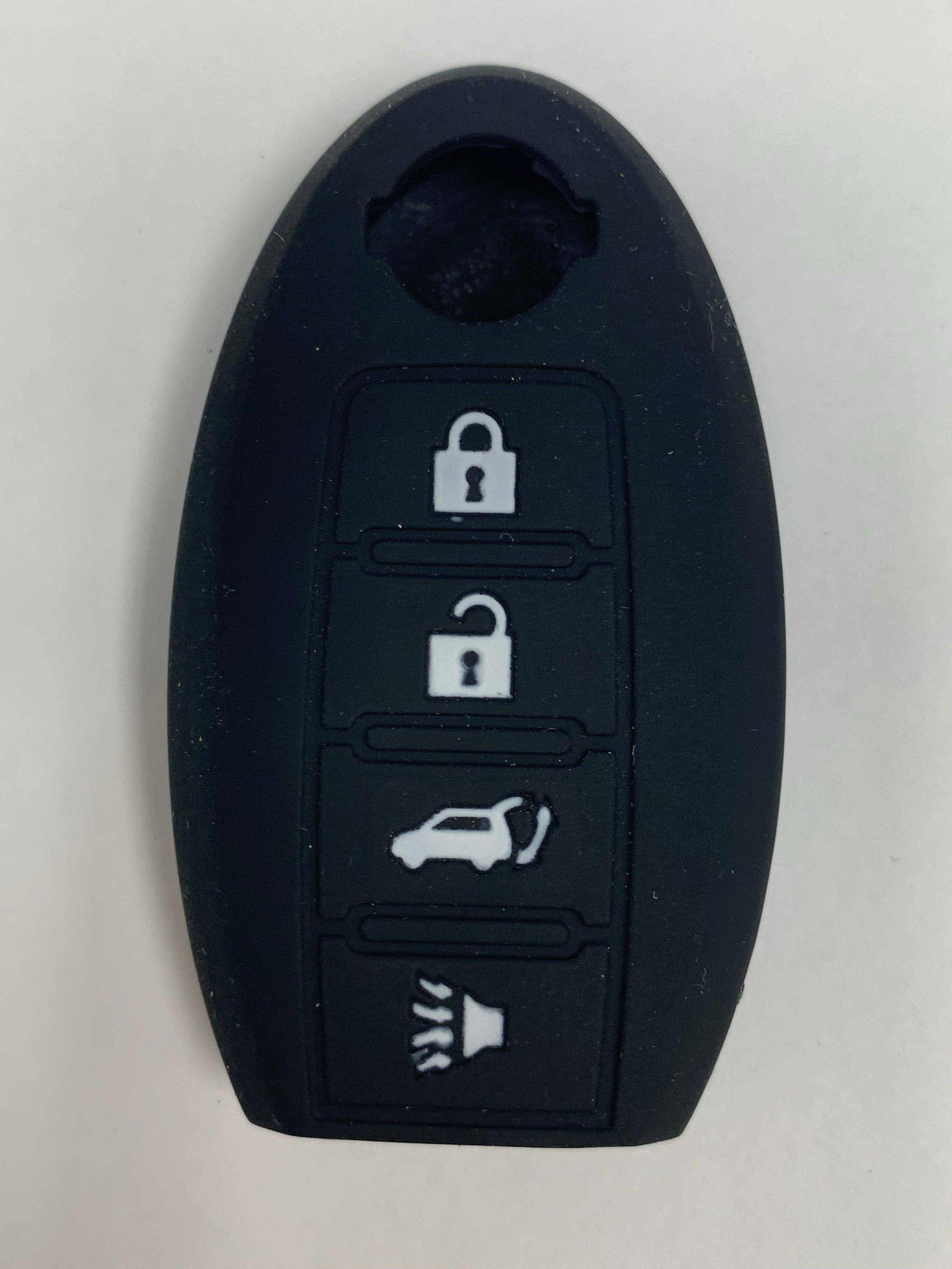 Nissan Remote Key Fob Cover 4-Button Silicone Rubber Protector for Armada Rogue Maxima Altima Pathfinder - Durable Key Case for Car Keys Protection (Perfect for Everyday Use & Travel)