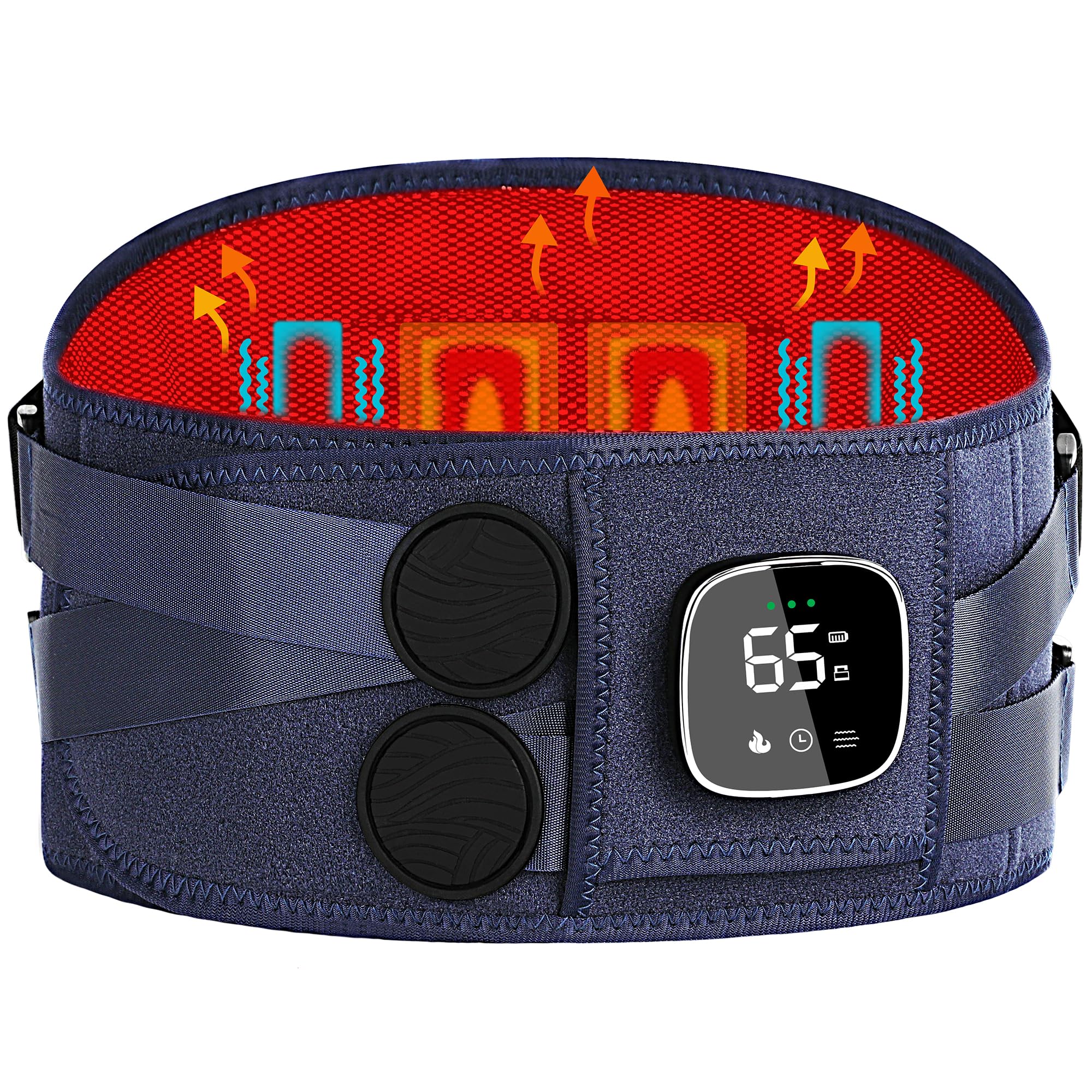 Wireless Heating Belt with Vibration Massage for Back Pain Relief - Portable & Rechargeable for Home, Office & Travel Use