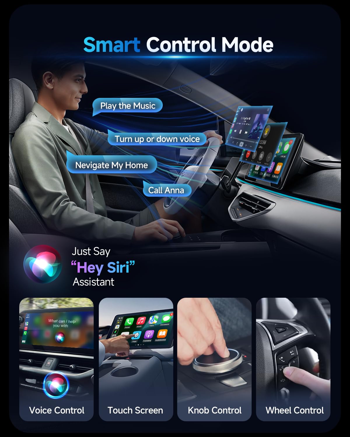 2 in 1 Wireless CarPlay Adapter for iPhone & Android Auto - Plug & Play Wireless Car Adapter with 0 Delay & Stable Connection - Convert Wired to Wireless for iOS 10+/Android 11+ (2025 Black) - Perfect for Commuting, Road Trips & Hands-Free Driving