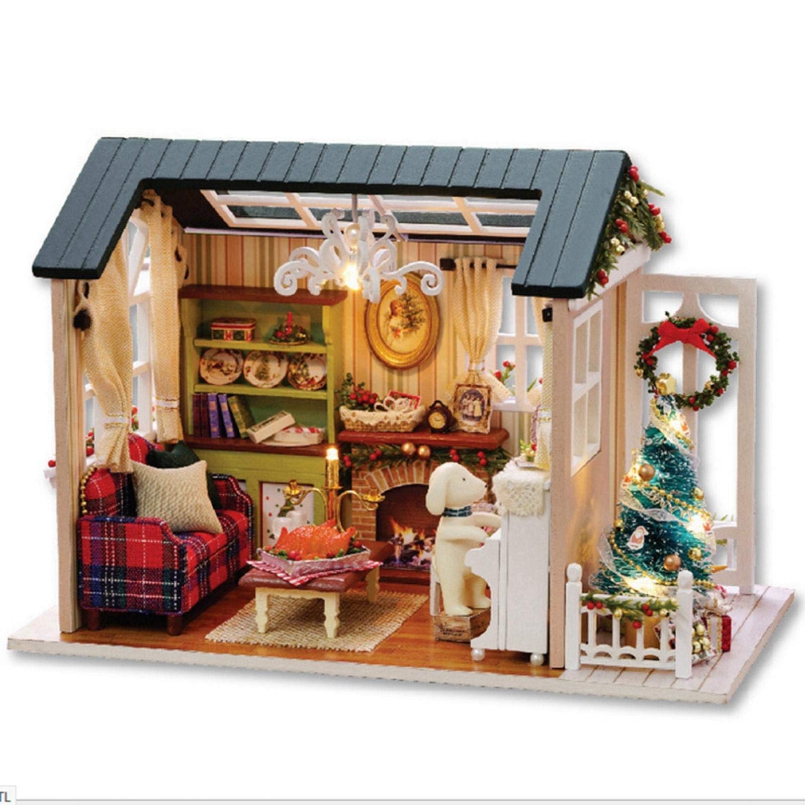 DIY Miniature Wooden Dollhouse Kit with LED Lights - Creative Building Toy for Kids & Adults - Perfect for Home Decoration, Gift Giving & Educational Play