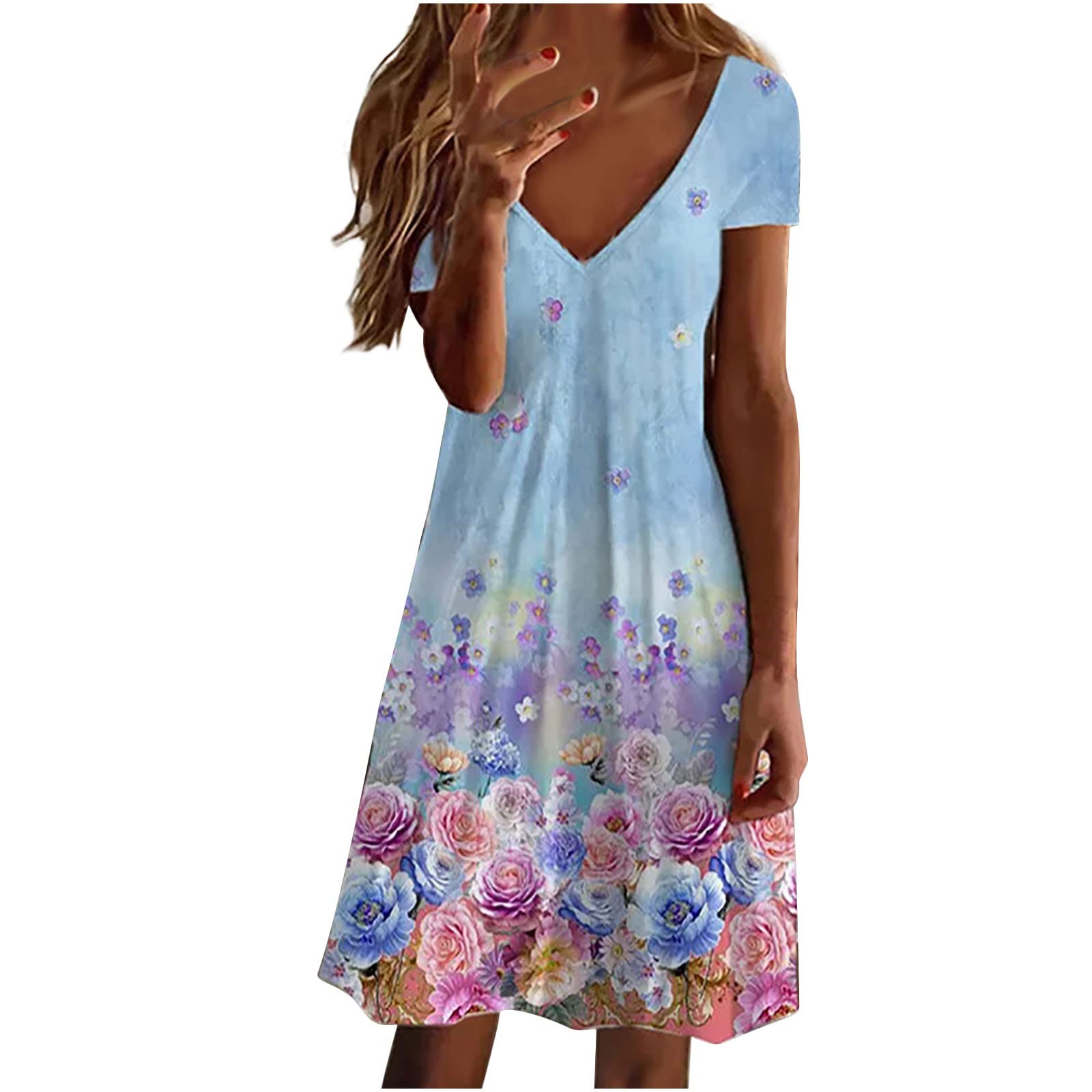 2023 Women's Summer Dresses - Elegant V-Neck Floral Sundresses for Casual, Beach & Party Wear | Short Sleeve & Long Sleeve Options | Sexy Casual Dresses for Women