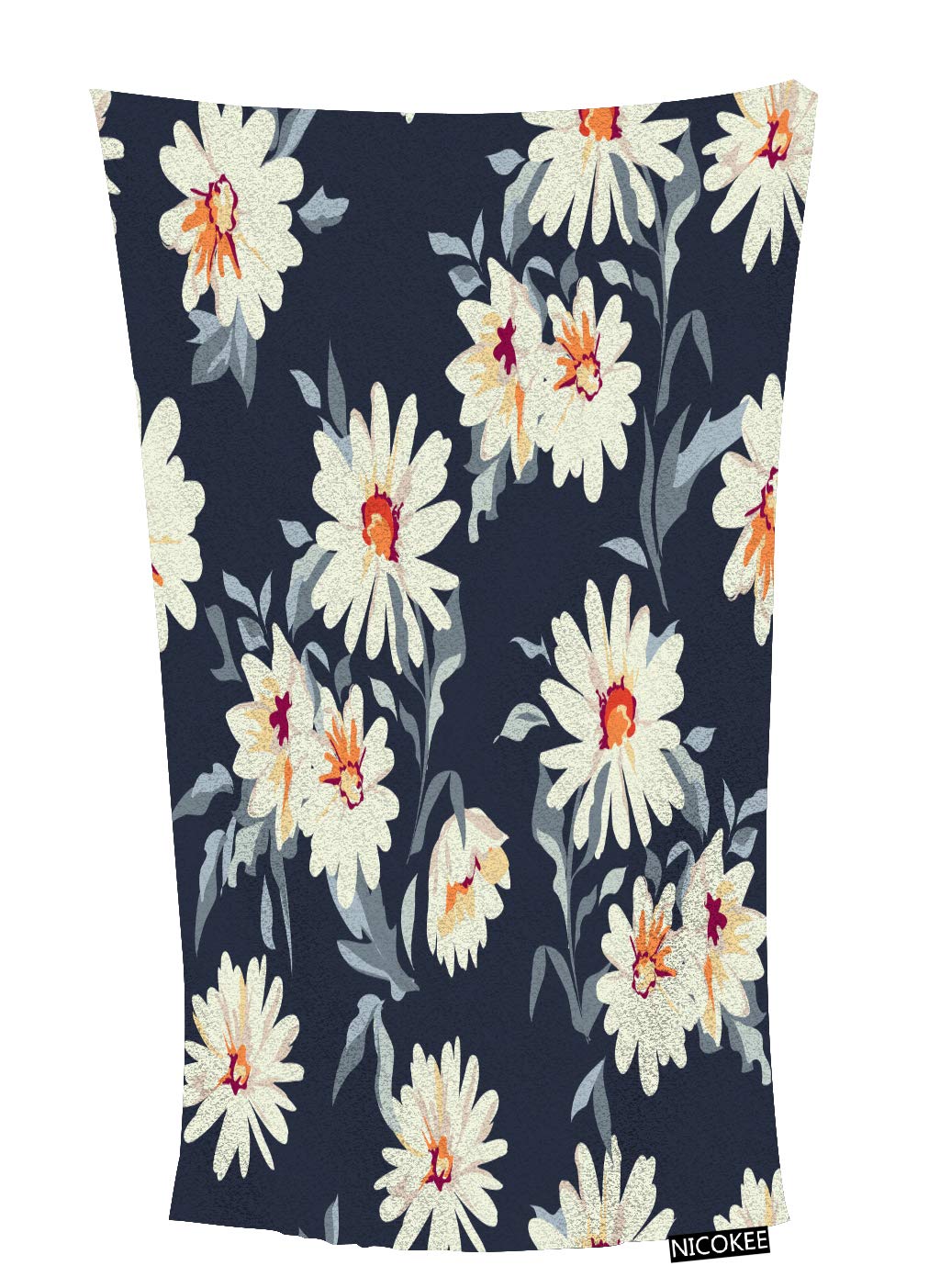 White Floral Bath Towel - Soft, Elegant & Absorbent 64x32 Inch for Travel, Beach, Pool, Yoga & Gym | Lightweight & Quick-Drying for Sports, Swimming & Fitness