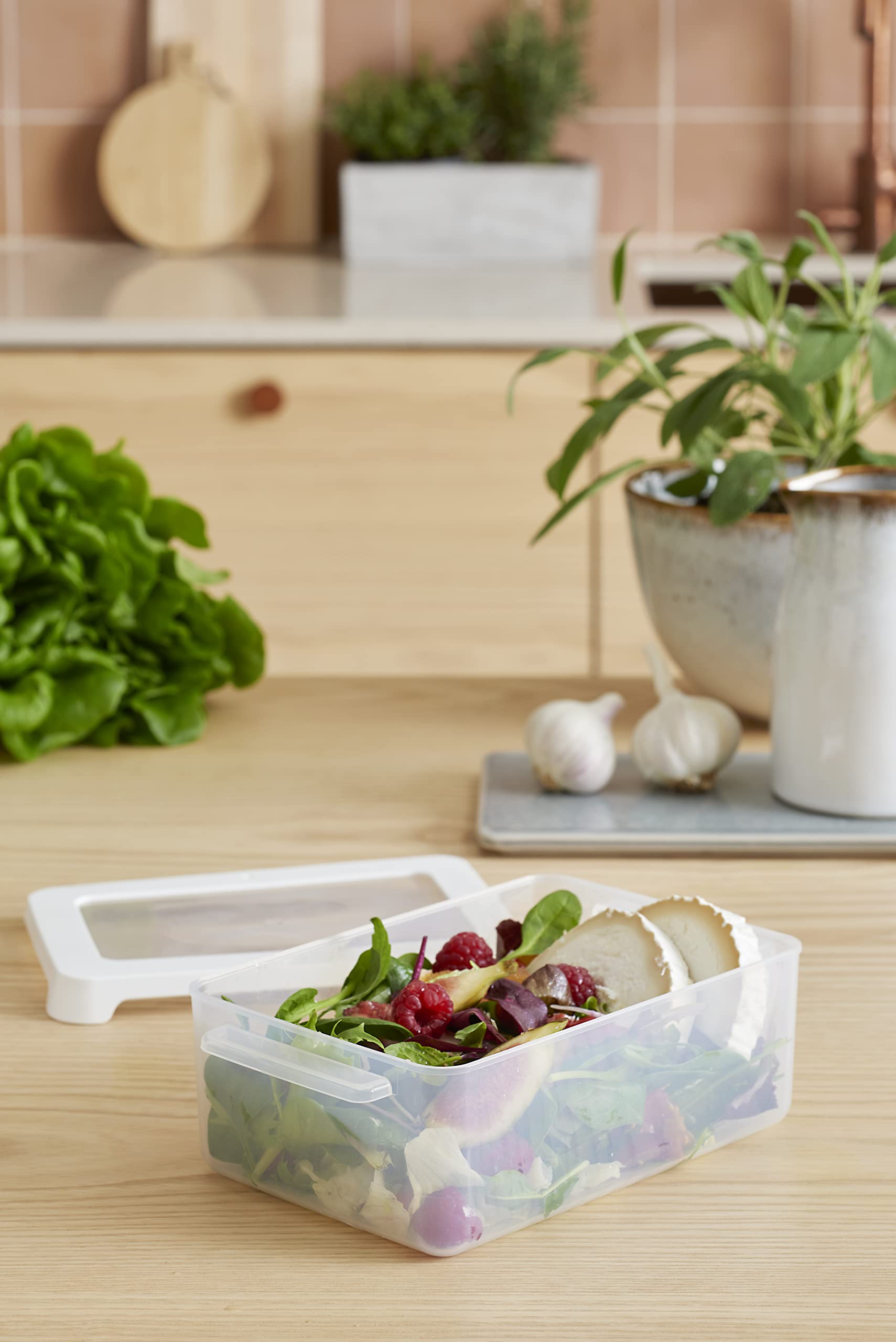 1L Clear White Airtight Food Storage Container for Kitchen, Pantry & Meal Prep - BPA-Free Plastic, Stackable & Leak-Proof