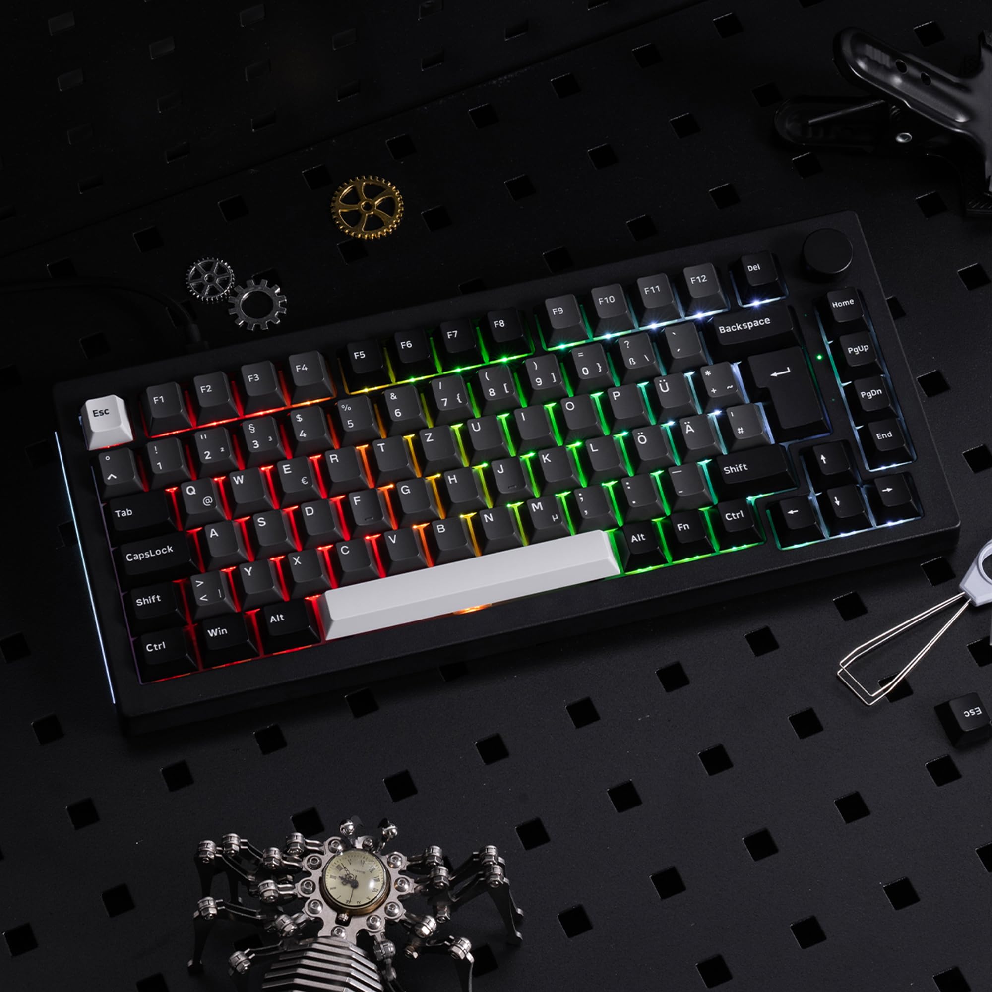 Akko 5075B Plus Gasket Keyboard - 3 Mode, RGB, Hot-Swap, Programmable for Gaming & Office (Black Silver)