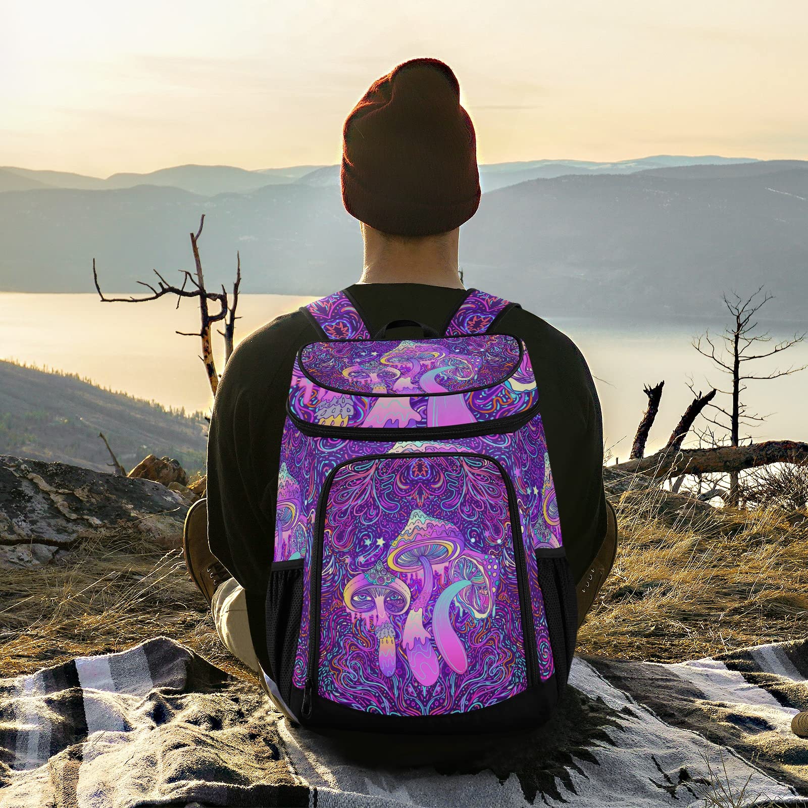 **Pineapple Insulated Cooler Backpack - Leak Proof, Waterproof & Lightweight for 30 Cans - Perfect for Beach, Picnic, Hiking, Camping & Outdoor Activities (Men & Women)**