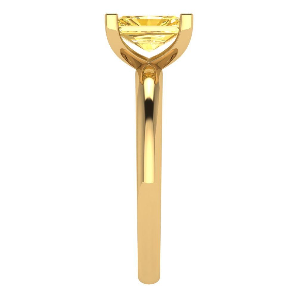 1.0ct Canary Yellow Emerald Cut Simulated Diamond Ring - 14k Gold for Engagement & Anniversary