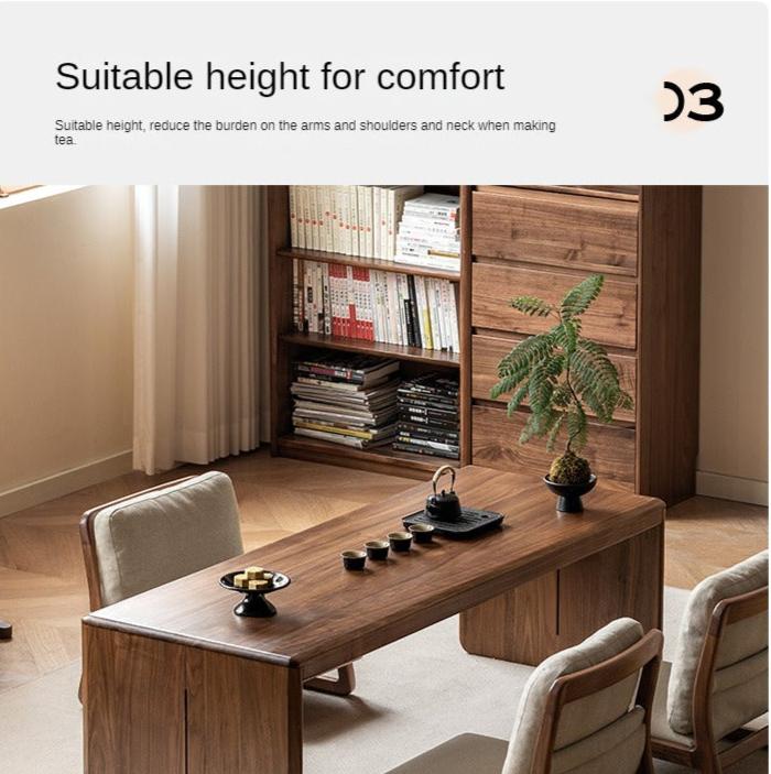Premium Black Walnut Solid Wood Modern Coffee Table - Mid-Century Style Living Room Furniture for Home & Office Decor