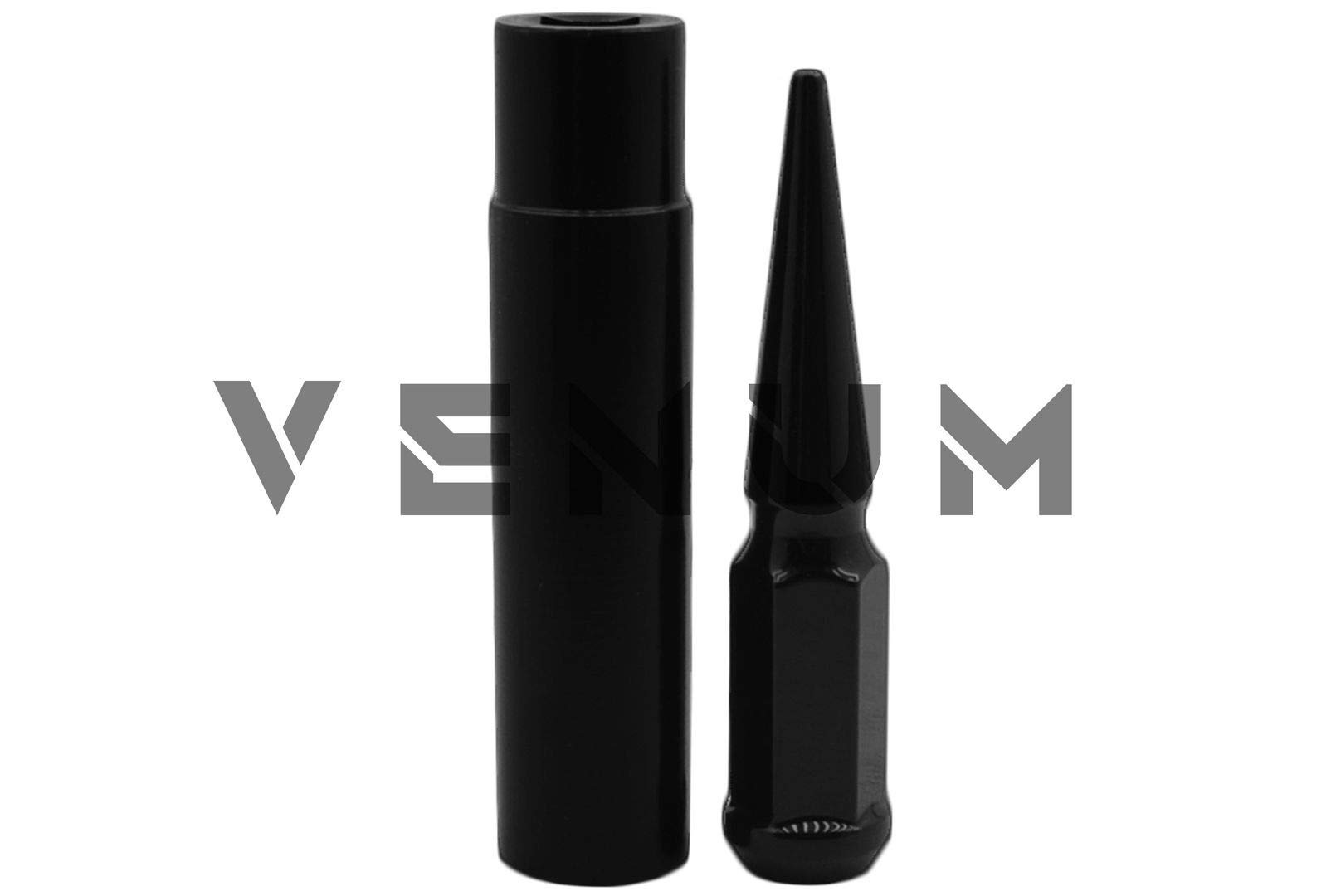 20 Pc Black Powder Coated Spike Lug Nuts M14x1.5 Thread - 4.5 Inch Tall One-Piece Design for Jeep Grand Cherokee 2011+ & Gladiator JL Sahara - Off-Road & Custom Car Accessories for Enhanced Style & Security
