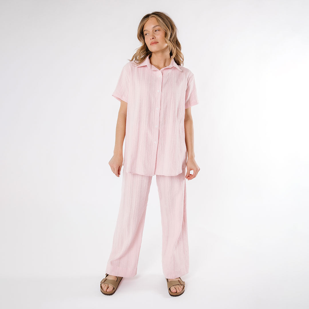 Women's Cabana Pants - Soft Pink Lounge Pants for Summer Beach Vacation & Casual Wear | Comfortable Elastic Waist Pajama Bottoms for Relaxing at Home