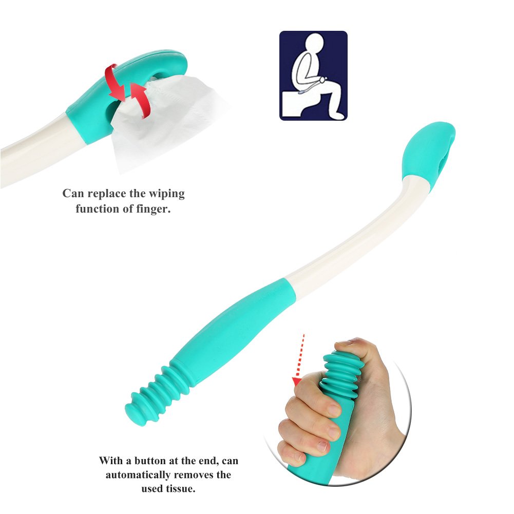 Long Handle Bottom Wiper - Self Wipe Aid with Comfort Grip for Toilet Paper | Elderly & Disabled Bathroom Assistive Device | Ideal for Limited Mobility & Post-Surgery Care