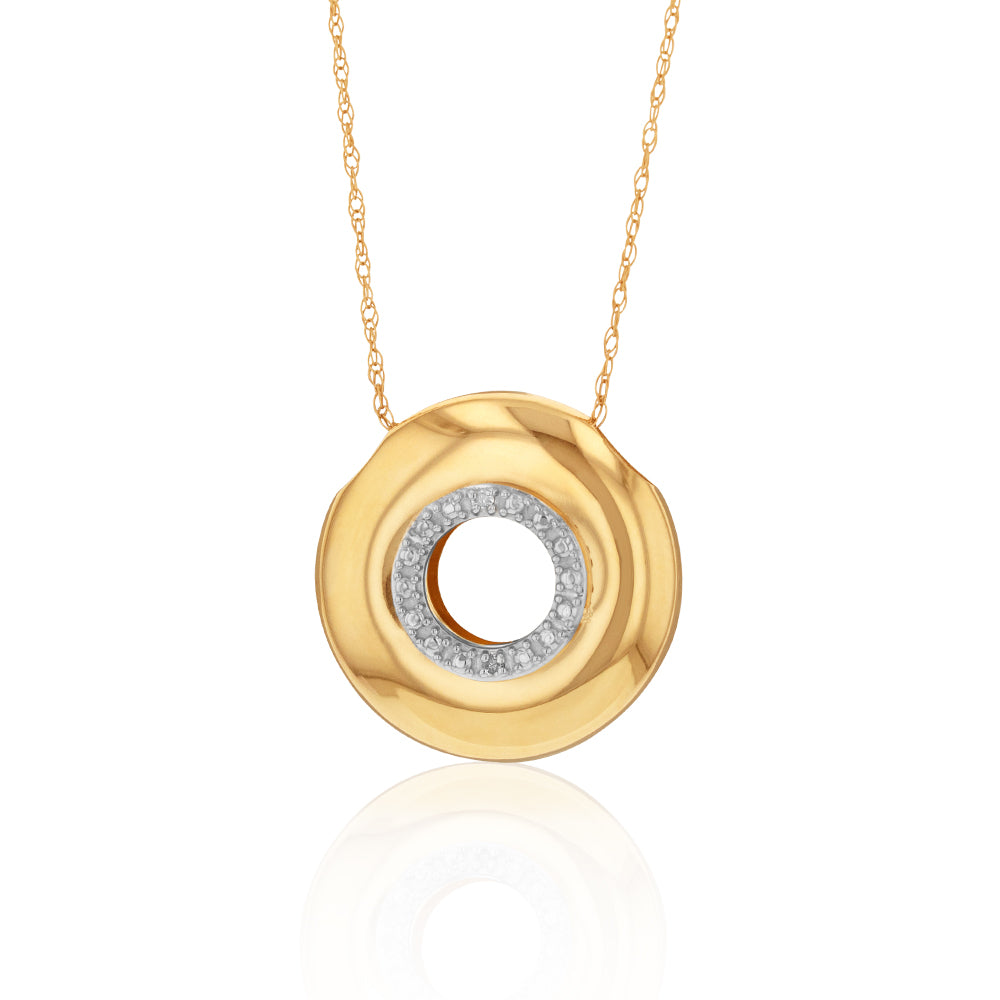 9ct Yellow and White Gold Diamond Pendant Necklace for Women - Elegant Jewelry Gift for Anniversary, Birthday & Special Occasions