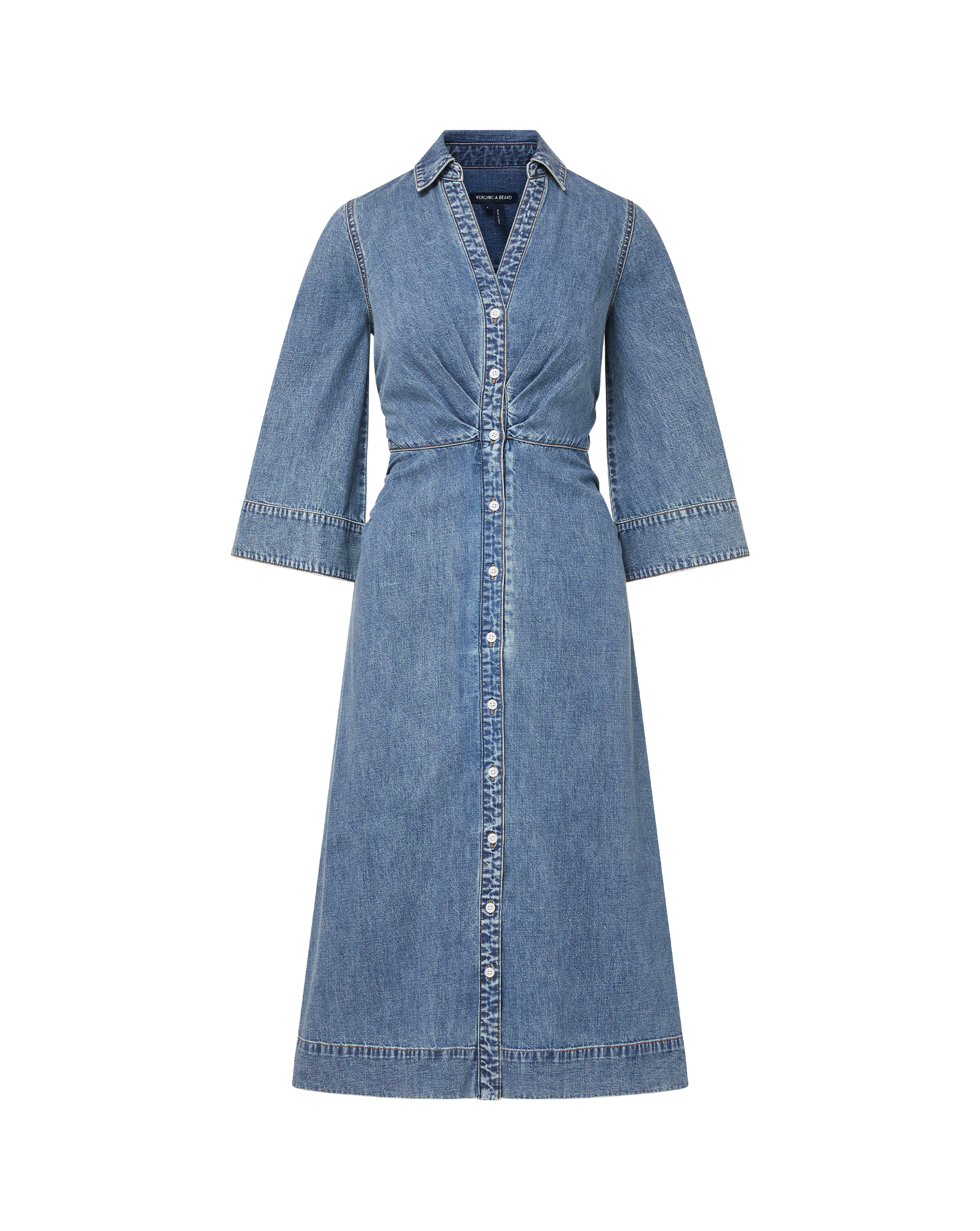 Haydon Denim Midi Dress for Women - Vintage Washed Denim A-Line Dress with Pockets, Casual Summer Dress for Outfits, Date Night & Beach Wear