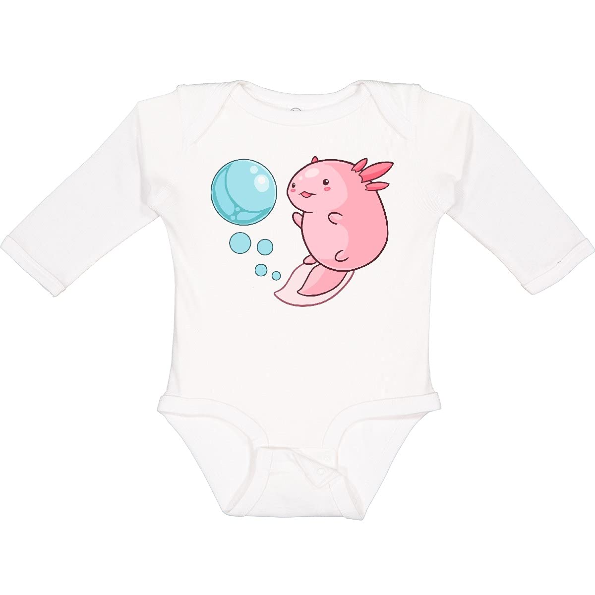 Inktastic Cute Axolotl and Bubbles Heart Print Long Sleeve Baby Bodysuit - Perfect for Playdates, Photo Shoots & Nursery Outfits