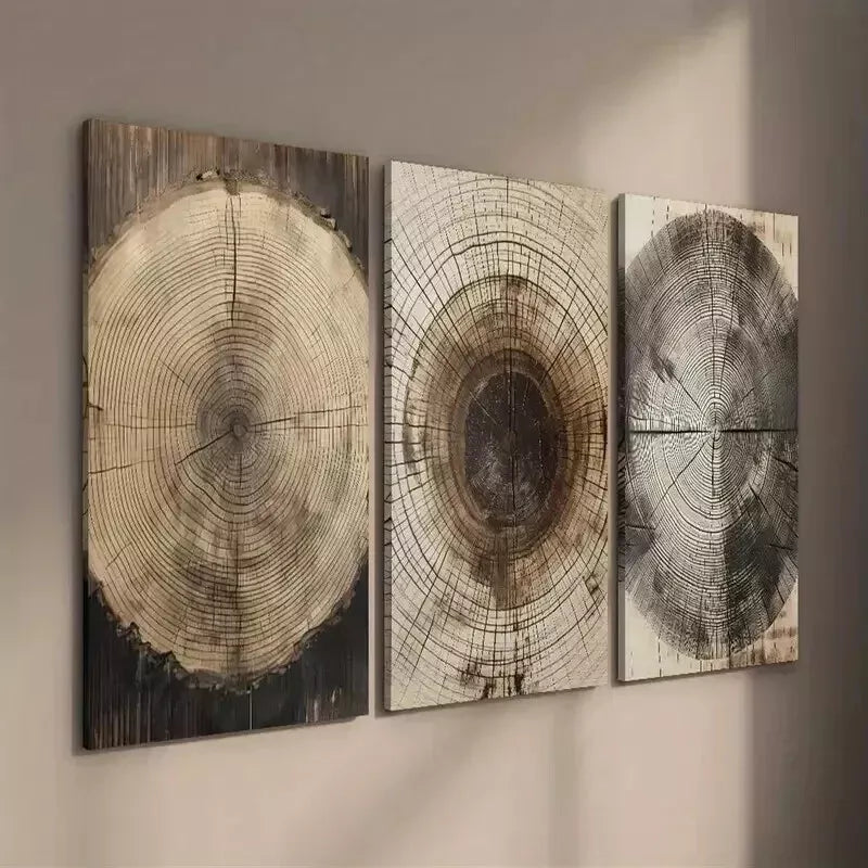 3-Piece Organic Wood Grain Texture Wall Art Set - Framed Canvas 50x70cm - High Quality Print - 100% Australian Made - Ready to Hang - Perfect for Living Room, Bedroom & Office Decor