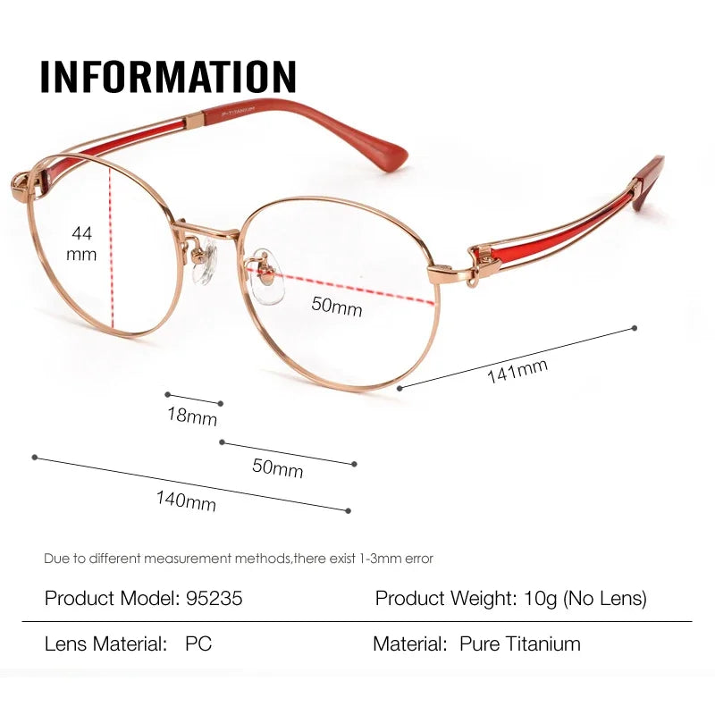 Aror Unisex Full Rim Round Titanium Eyeglasses 95235 - Lightweight & Durable Frame for Men & Women - Perfect for Reading, Work & Everyday Use