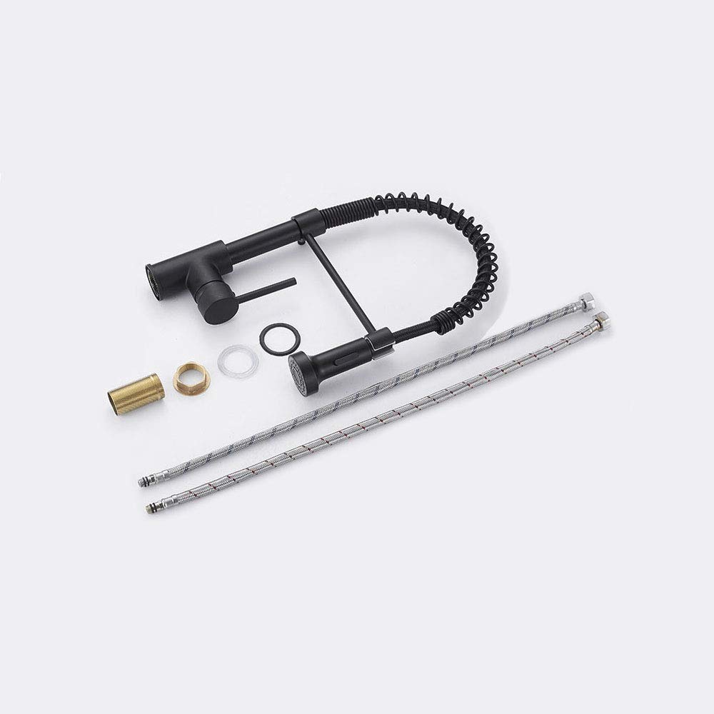 Commercial Kitchen Faucet with Pull Down Sprayer - Single Handle Lever Spring Sink Faucet in Matte Black | Ideal for Restaurants, Food Trucks & Home Kitchens