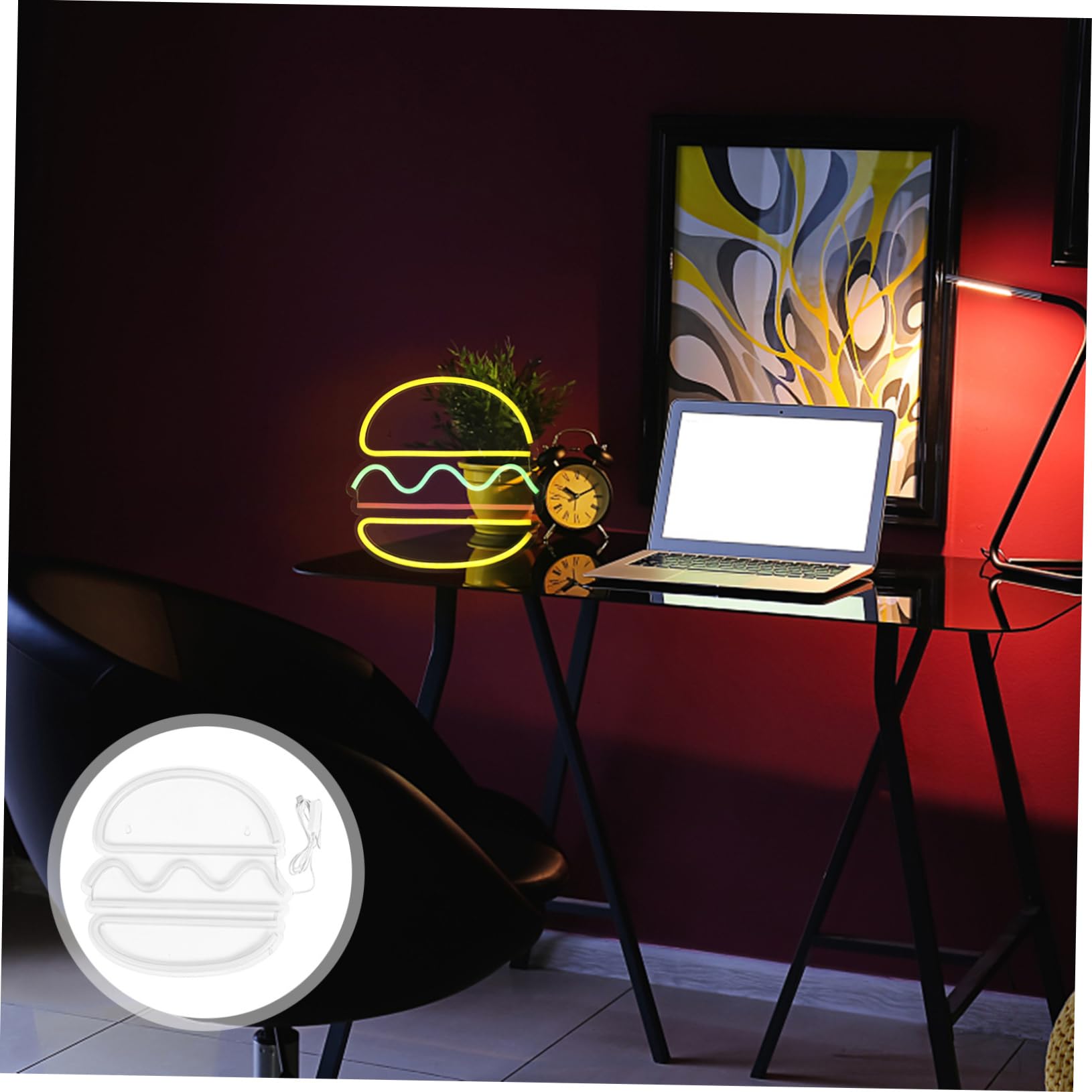 Angoily Neon Night Light - Set of 3 Burger-Shaped LED Lights for Home Decor, Bars & Parties | Creative Room Decor for Girls, Fun Night Celebration Lighting | Perfect for Bedrooms, Game Rooms & Themed Events