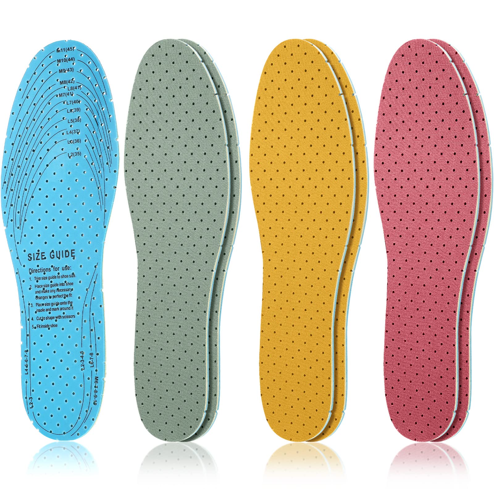 Sintege 3 Pairs Breathable Shoe Insoles for Men & Women - Ultra Soft Cushioning Double Layer Latex Foam Inserts - Comfortable Walking & Running Support (Men 7-11, Women 2-8) - Perfect for Work, Sports & Daily Wear