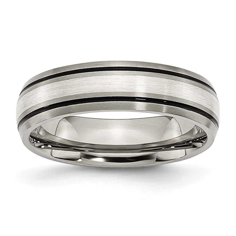Premium 6mm Titanium & Sterling Silver Inlay Brushed Polished Wedding Band Ring for Men - Perfect for Engagements, Anniversaries & Everyday Wear