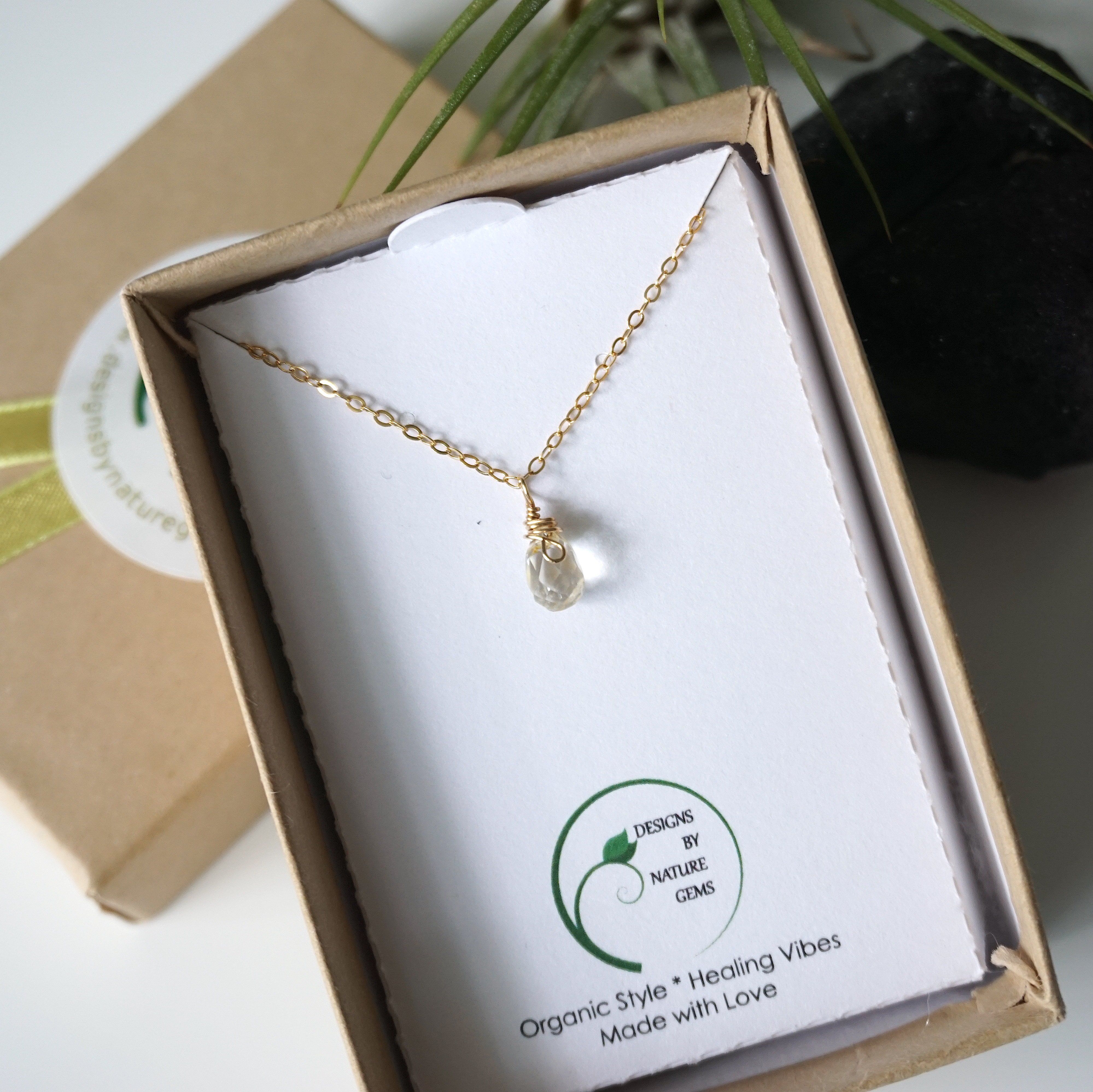 Citrine Faceted Necklace - 14K Gold Filled Wrapped Charm Necklace for Women | Elegant Jewelry Gift for Birthday, Anniversary & Special Occasions