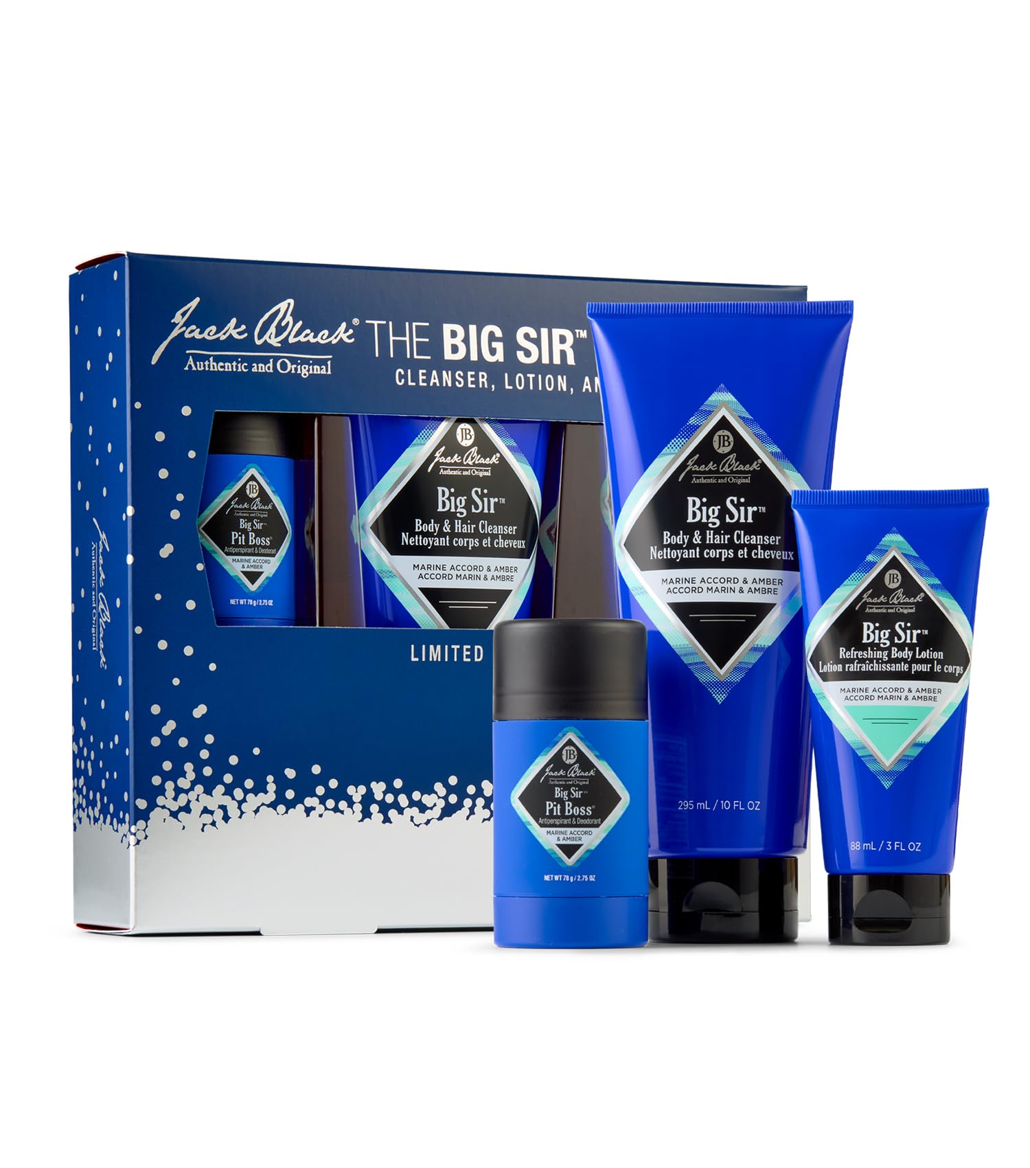 Jack Black Big Sir Hair & Body Cleanser for Men - 2-in-1 Shampoo & Body Wash - Deep Cleansing Formula Removes Dirt, Sweat & Oil - Ideal for Gym, Travel & Everyday Use
