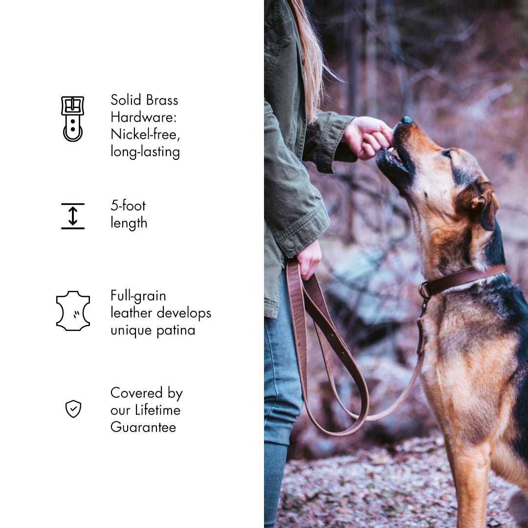 Premium Genuine Leather Dog Leash - Durable & Adjustable Pet Walking Lead for Small Medium Large Dogs - Perfect for Daily Walks, Training & Outdoor Adventures