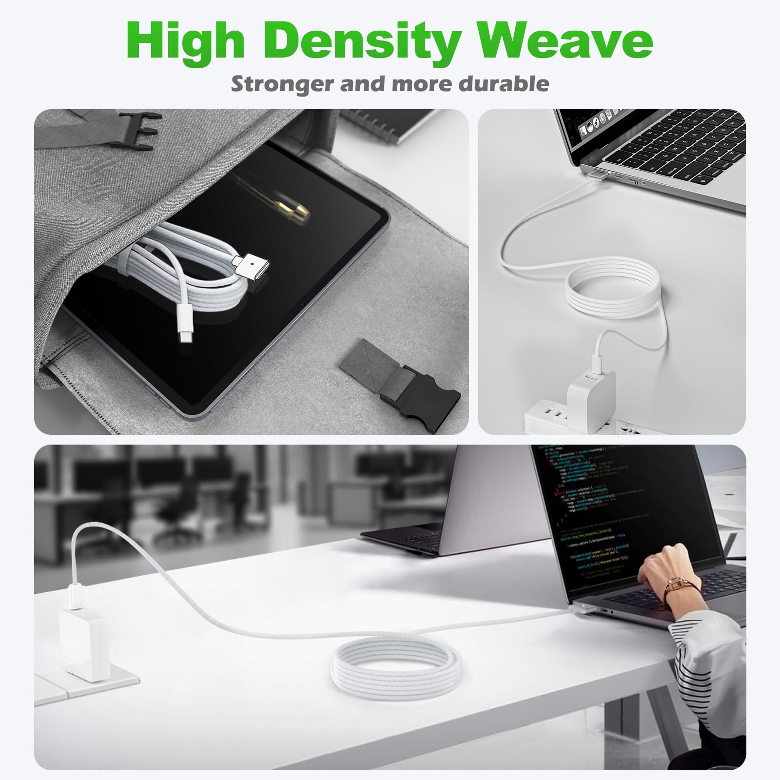 140W USB-C to Magnetic 3 Fast Charging Cable (6.6ft) - Safe & Durable Charger Cord for MacBook Pro 14/16-inch (2021-2023) & MacBook Air 13/15-inch (2022-2024) - Perfect for Home, Office & Travel Charging