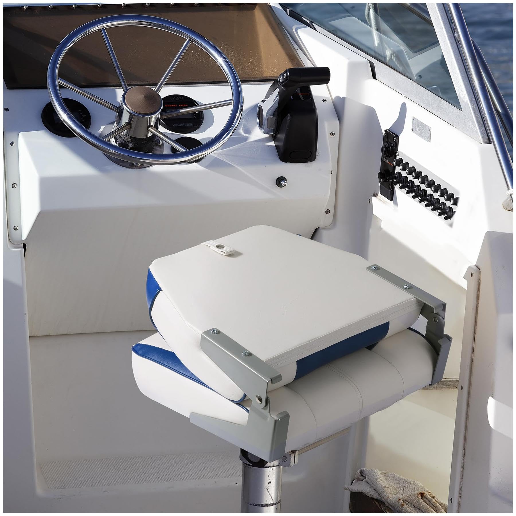 GARVEE 2 Pack Low Back Boat Seats - Foldable Fishing Chairs with Thickened Sponge Padding, Stainless Steel Screws & Weatherproof PVC - Perfect for Speedboats, Canoes and Marine Sightseeing