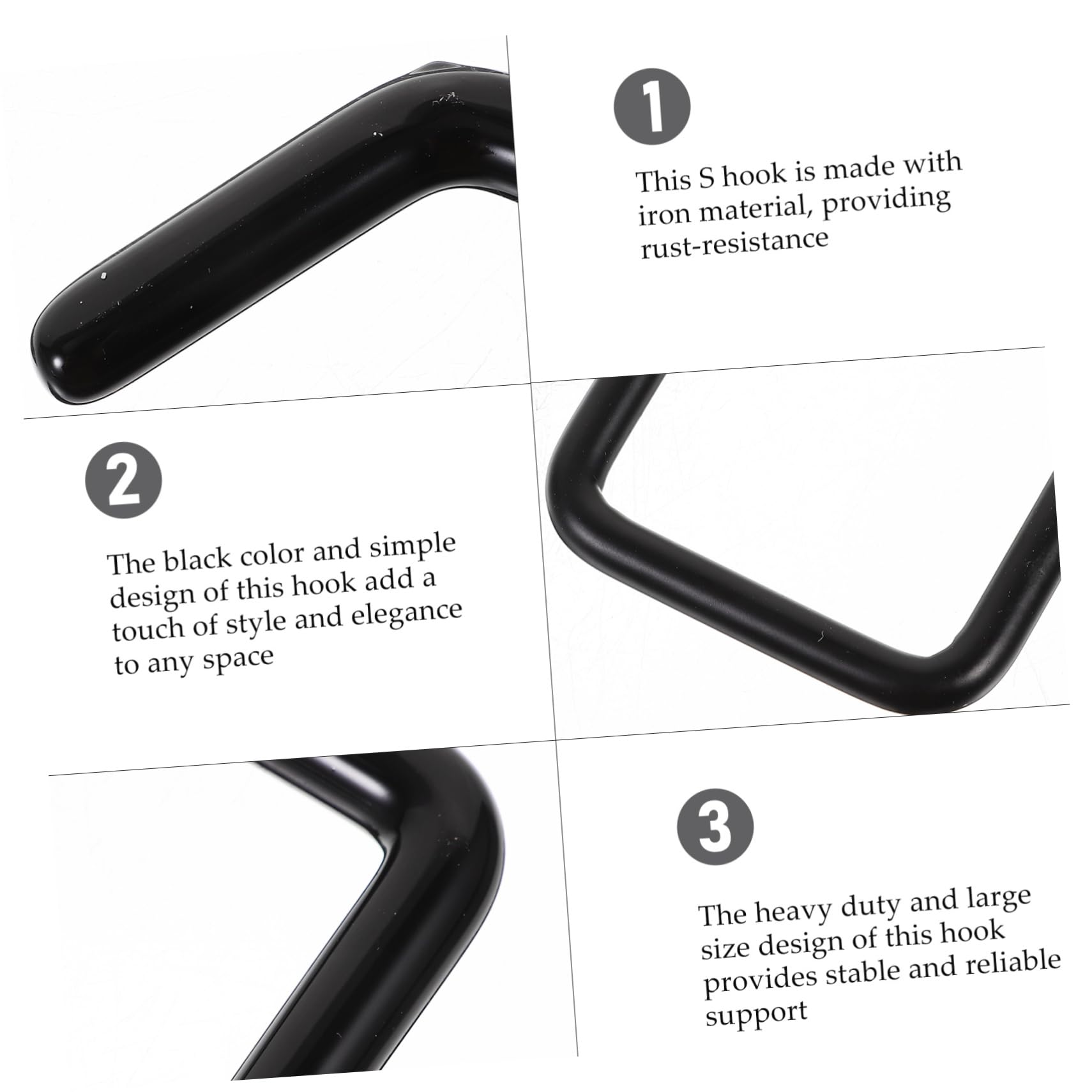 4 Pack Black Iron S-Shaped Hooks for Hanging Plants, Ladders & Closets - Heavy Duty Wall Hooks for Home Organization & Indoor Gardening Decor