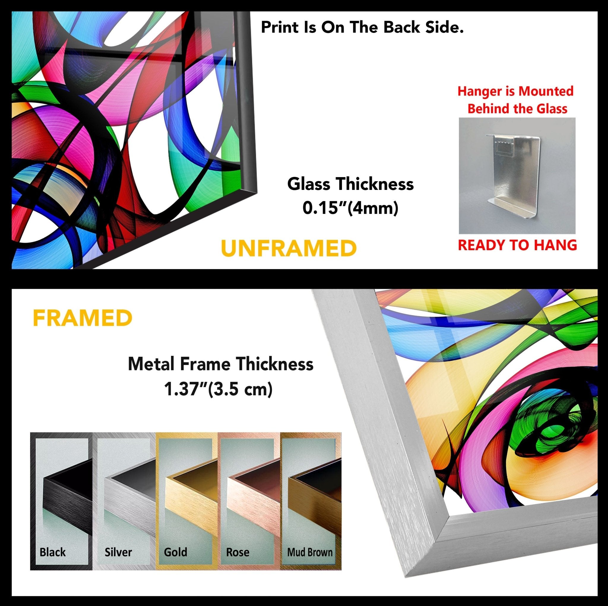 Abstract Circles Glass Wall Art - Modern Geometric Home Decor for Living Room, Bedroom & Office - Handmade Glass Wall Hangings for Stylish Interior Design