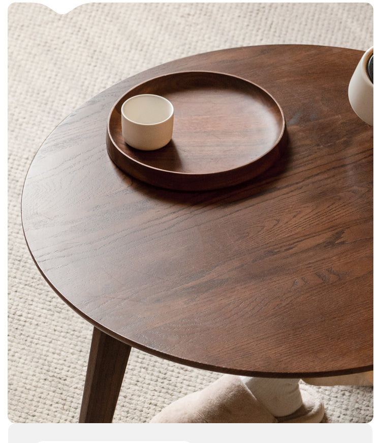 Solid Walnut Round Coffee Table - Natural Wood Dining Table for Living Room, Office, or Lounge - Stylish and Durable Home Decor