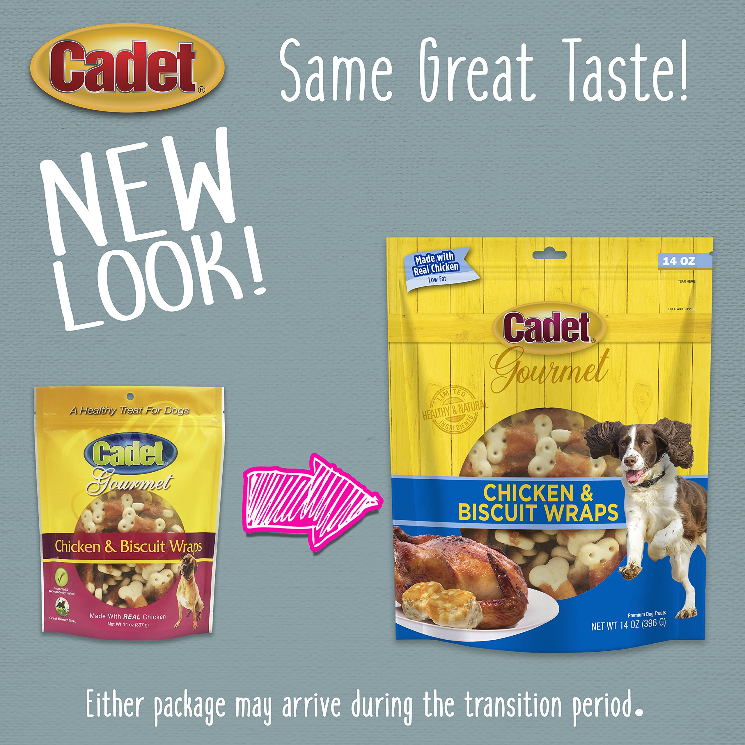 Cadet Gourmet Chicken Wrapped Biscuit Dog Treats - Healthy Training Snacks for Small & Large Breed Dogs - USA Inspected & Tested - 14 oz Bag - Perfect for Obedience Training & Reward-Based Learning